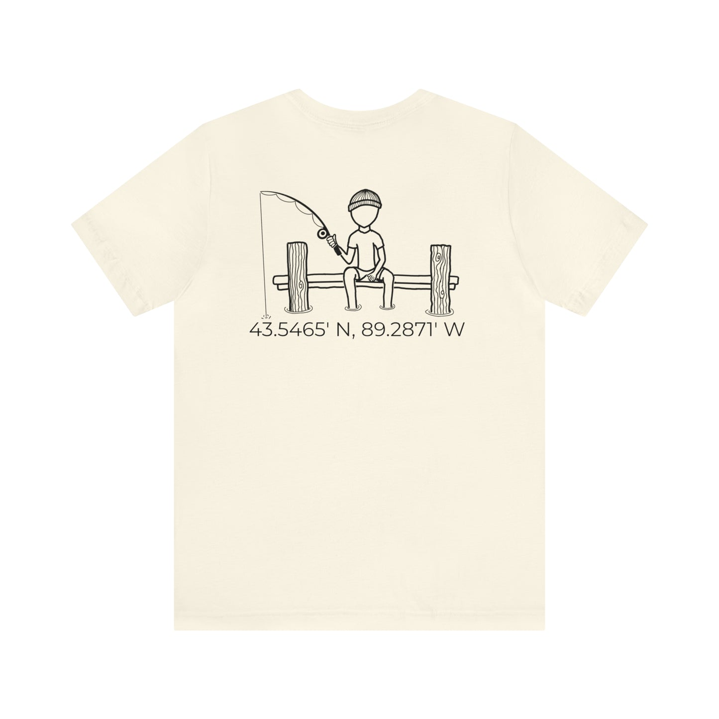 Fishing Off Dock Back - Park Lake Unisex Lightweight Short Sleeve Tee