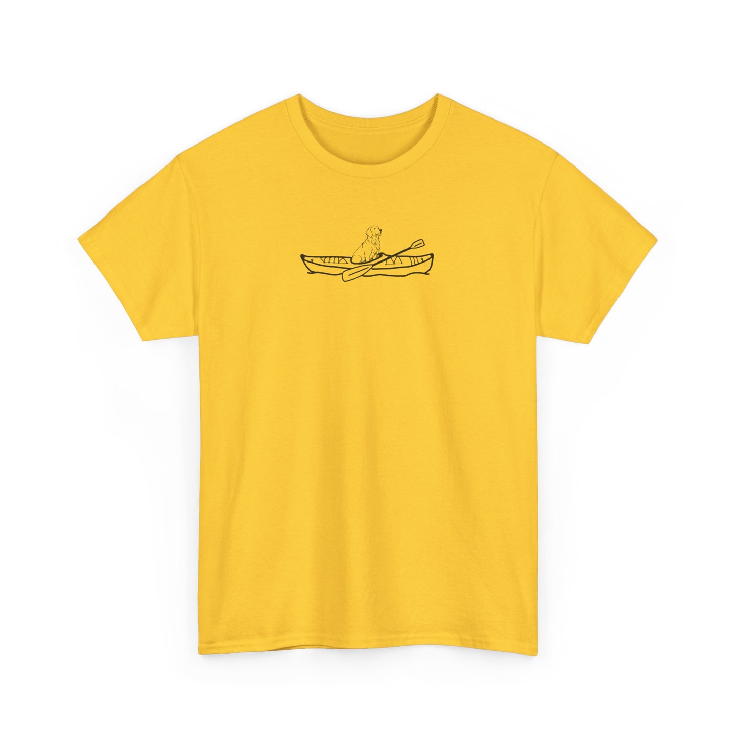 Unisex Heavy Cotton Tee (Kayak Dog Golden Retriever Design)