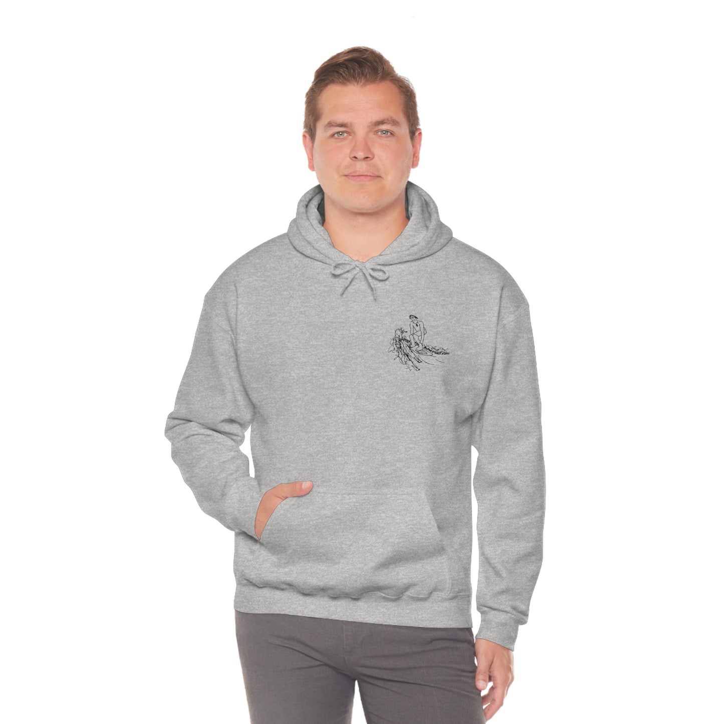 Surf Sketch Patch, Malibu Wakesetter - Lac LaBelle Unisex Heavyweight Hooded Sweatshirt