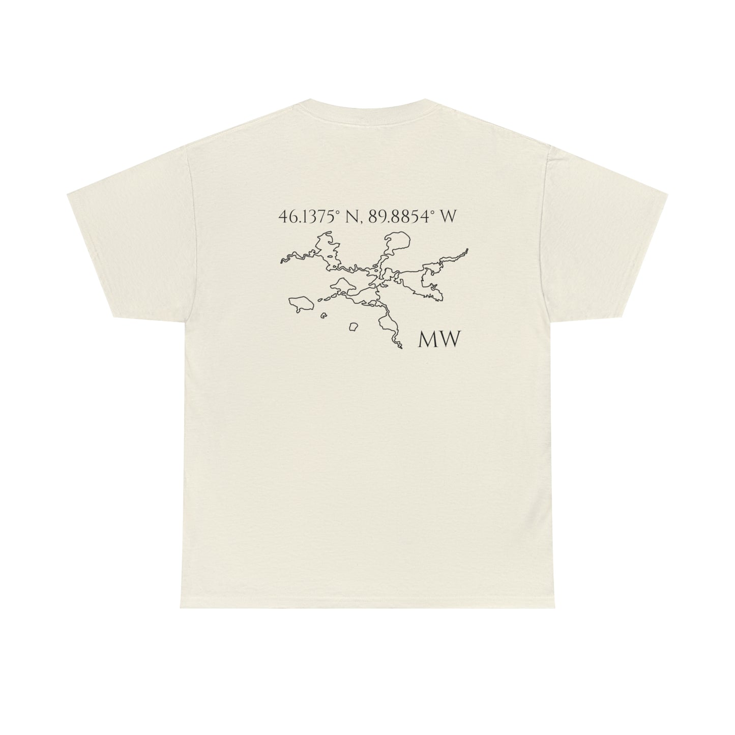 Manitowish Waters Sailboat Patch and Coordinates - Unisex Heavy Tee Shirt