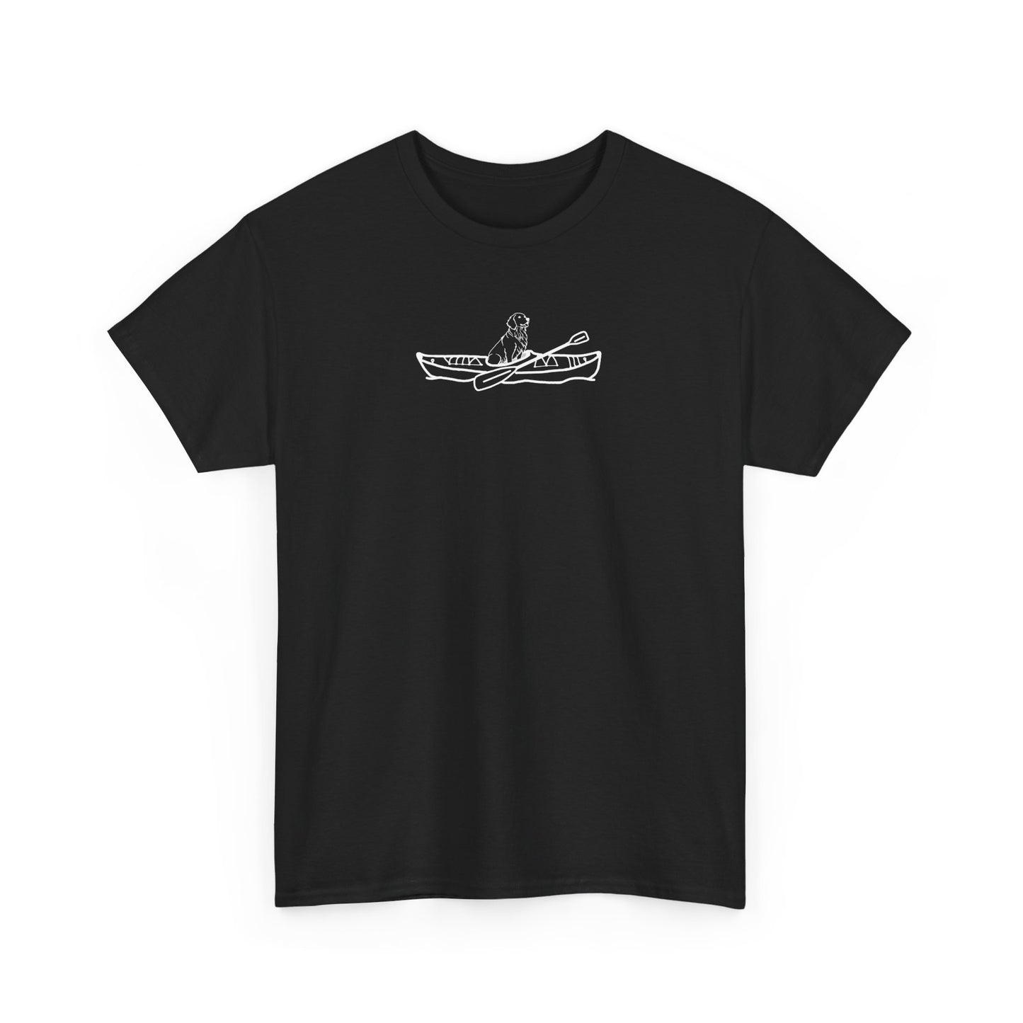 Unisex Heavy Cotton Tee (Kayak Dog Golden Retriever Design)