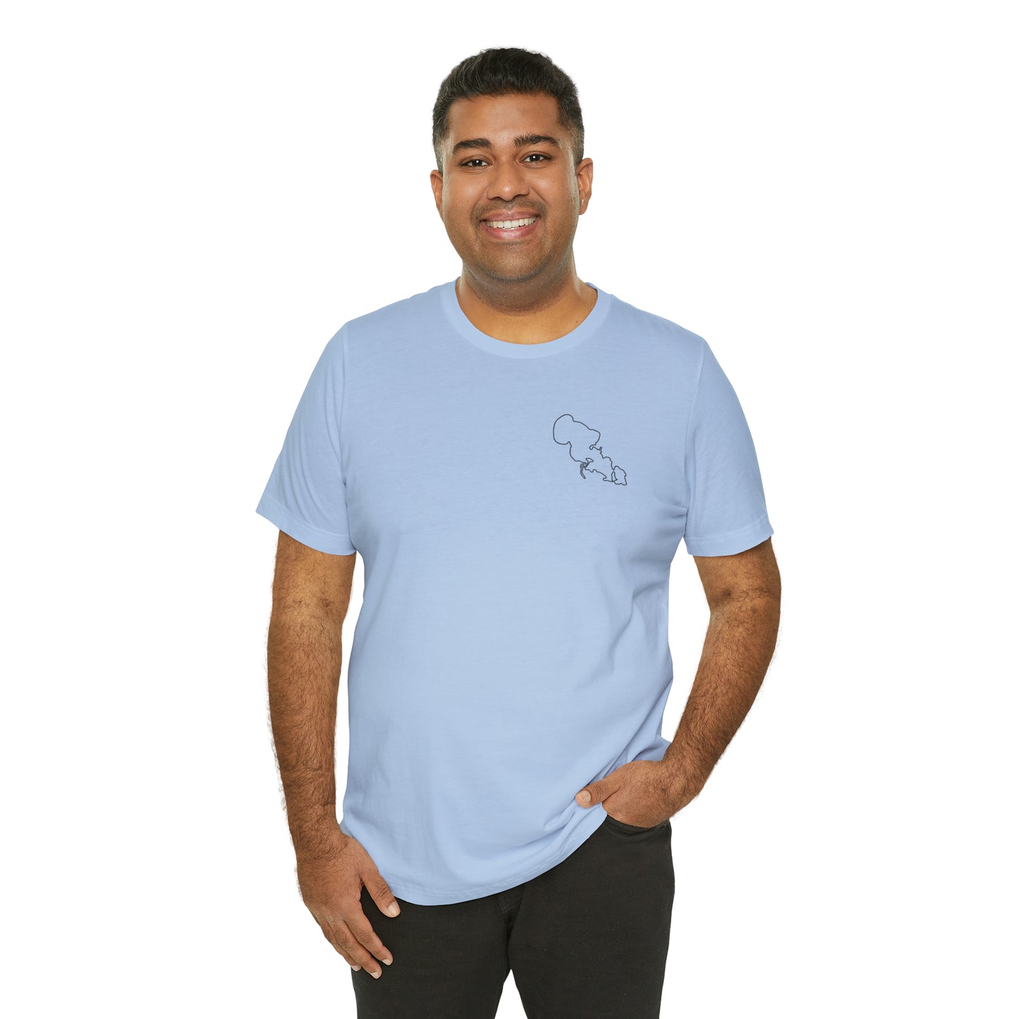 Row Boat Dog Fishing Color - Lac LaBelle Unisex Lightweight Short Sleeve Tee