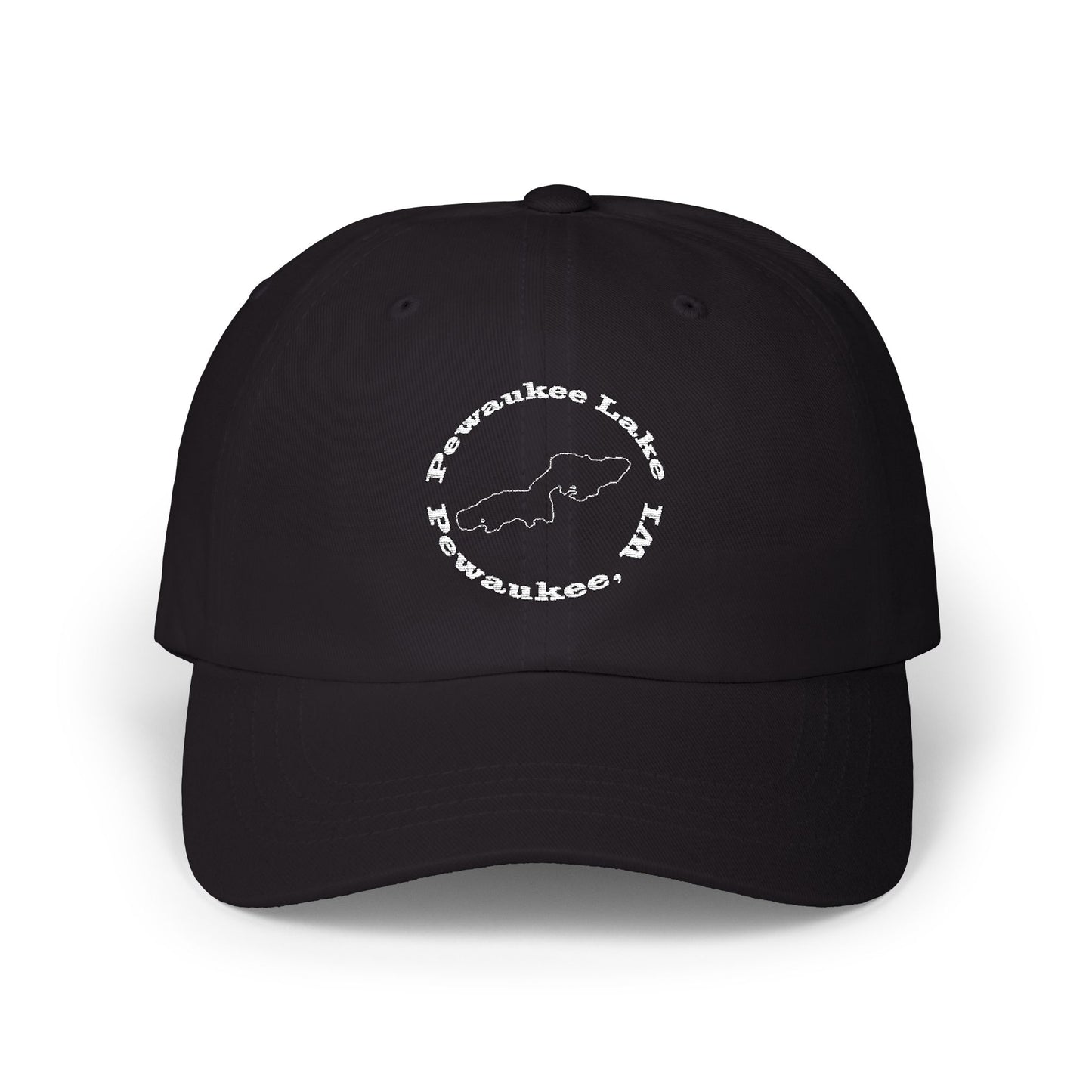 Pewaukee Lake Embroidered White Circle Classic Cap