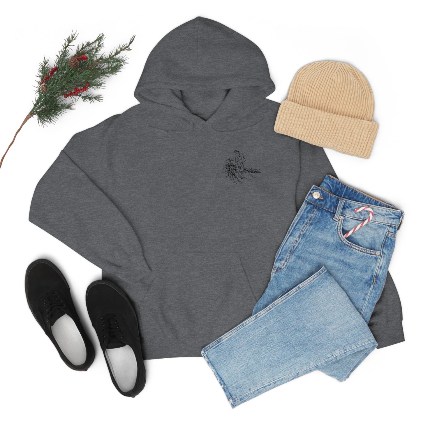 Surf Sketch Patch, Malibu Wakesetter - Lac LaBelle Unisex Heavyweight Hooded Sweatshirt