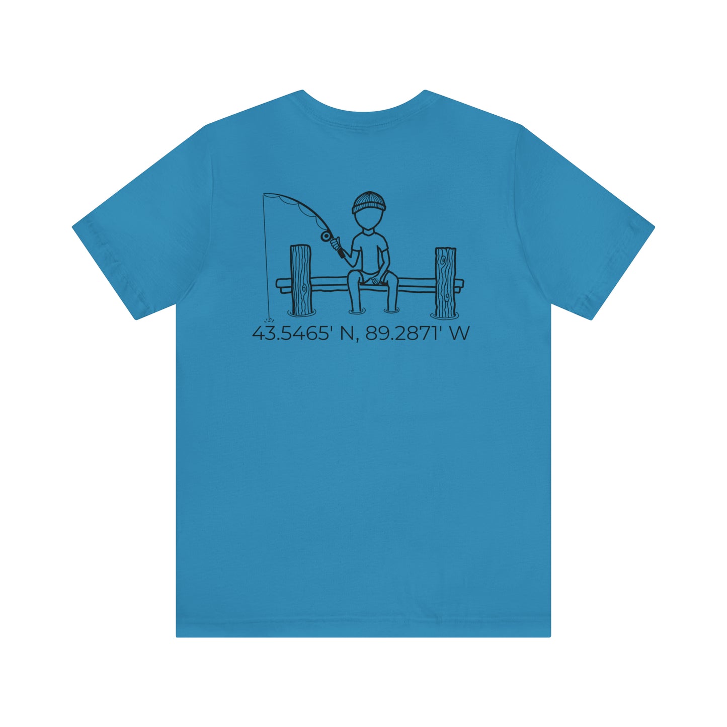Fishing Off Dock Back - Park Lake Unisex Lightweight Short Sleeve Tee