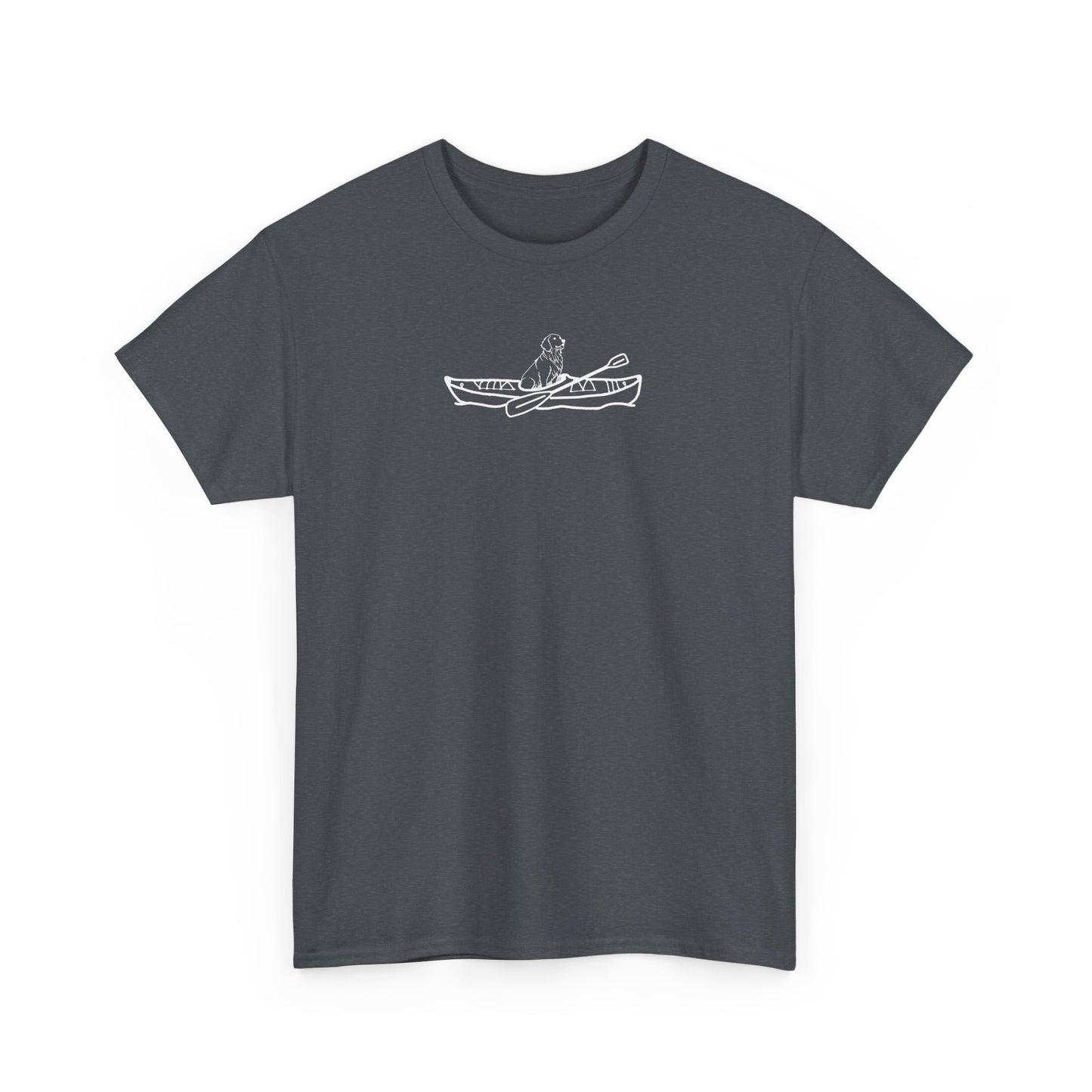 Unisex Heavy Cotton Tee (Kayak Dog Golden Retriever Design)