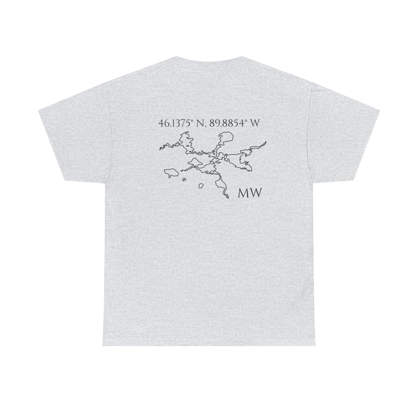 Manitowish Waters Sailboat Patch and Coordinates - Unisex Heavy Tee Shirt