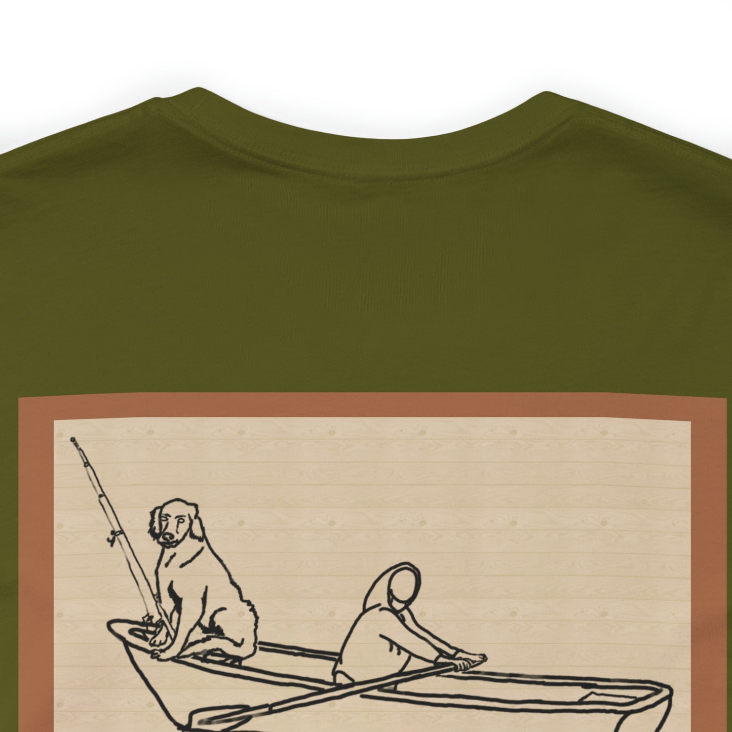 Row Boat Dog Fishing Color - Lac LaBelle Unisex Lightweight Short Sleeve Tee