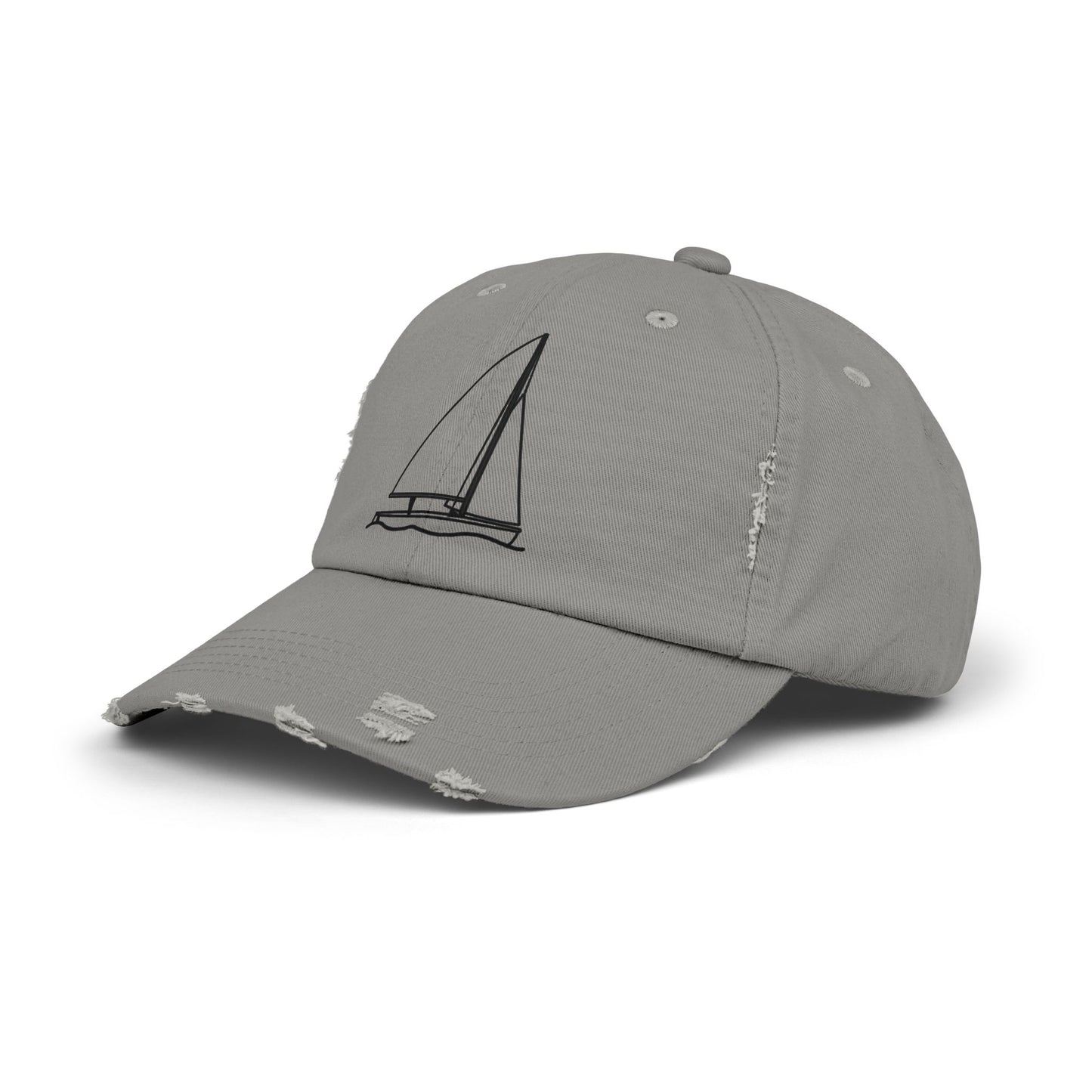 Unisex Distressed Cap (Sailboat 470 Model Type Design)