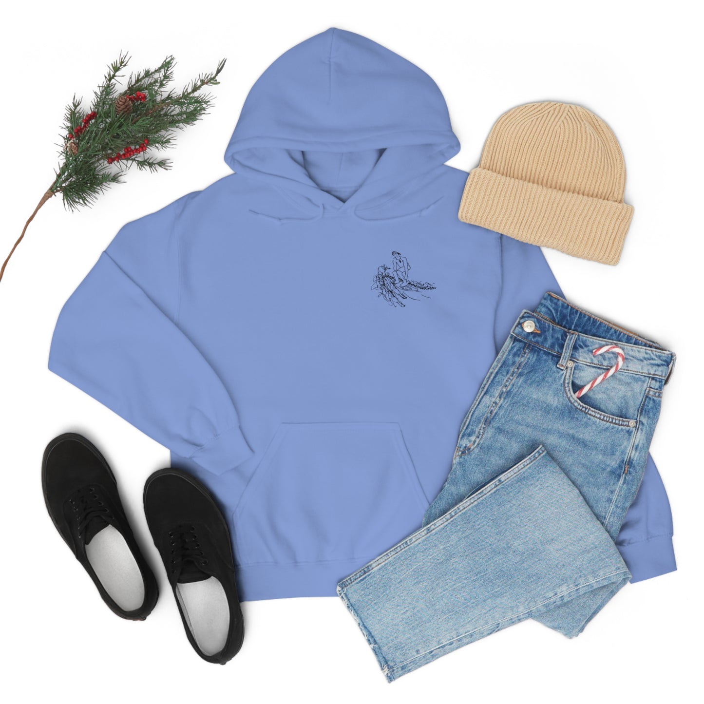 Surf Sketch Patch, Malibu Wakesetter - Lac LaBelle Unisex Heavyweight Hooded Sweatshirt