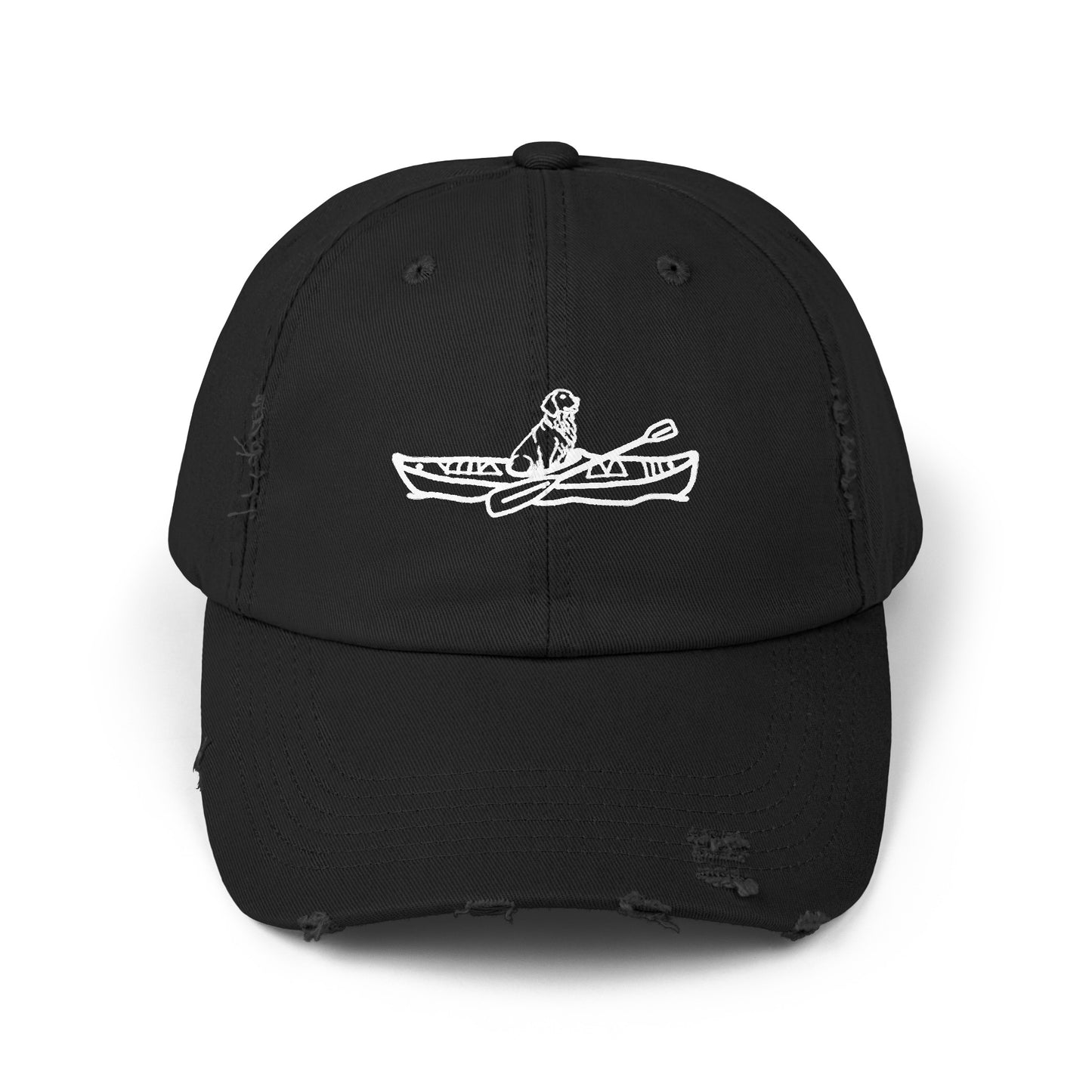 Kayak Dog Golden Retriever Unisex Distressed Cap