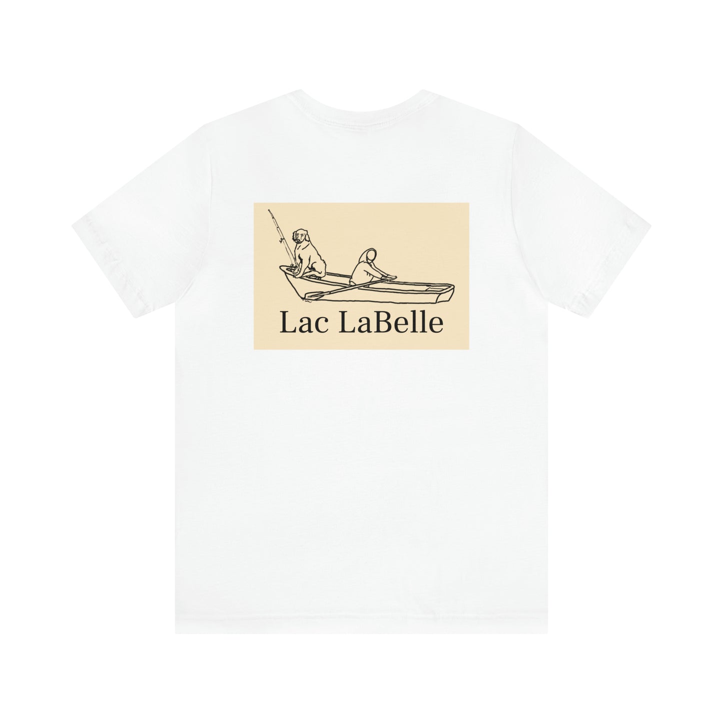 Row Boat Dog Fishing Color - Lac LaBelle Unisex Lightweight Short Sleeve Tee