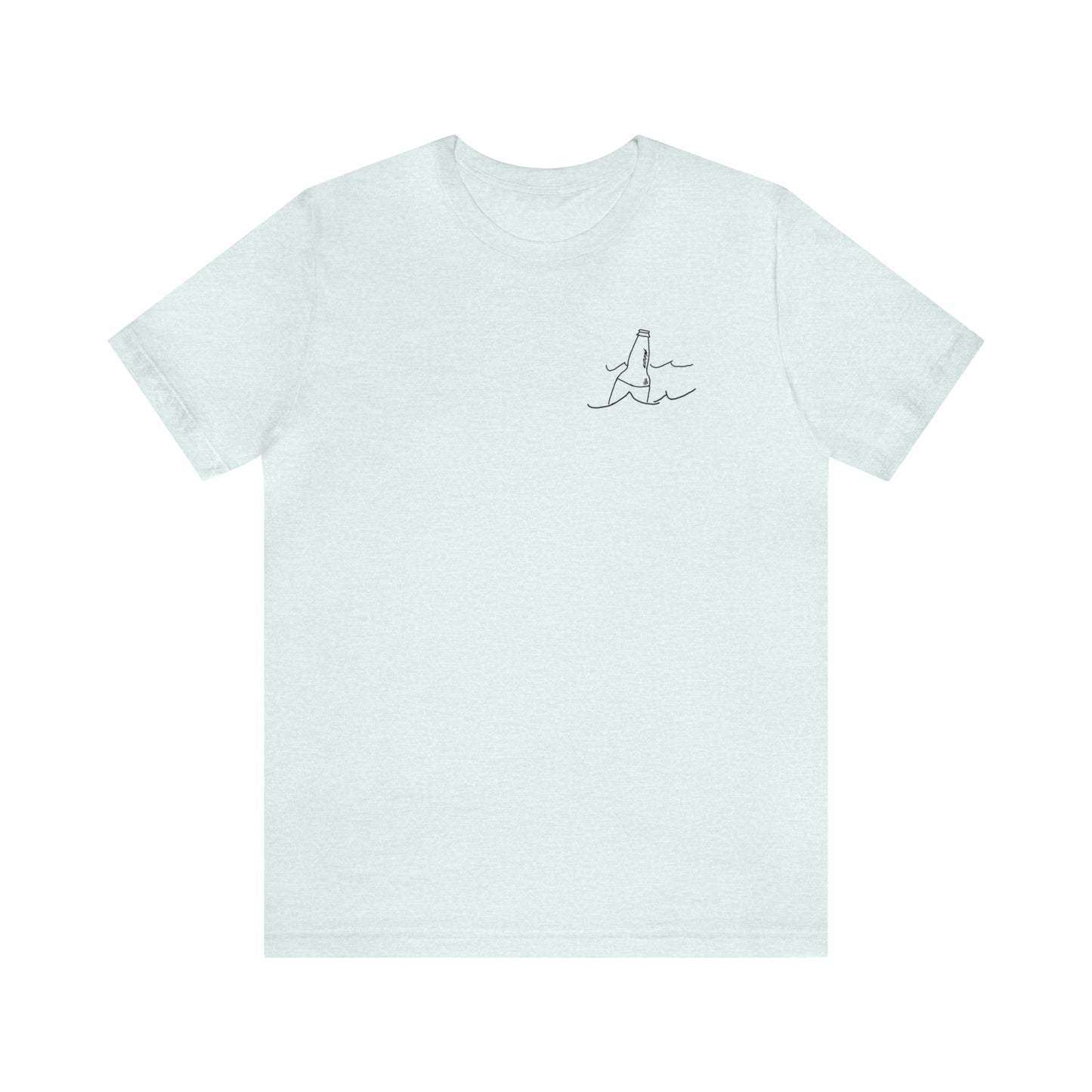 Lac LaBelle, Bottle Front & Surfing Sketch -Unisex Lightweight Short Sleeve Tee