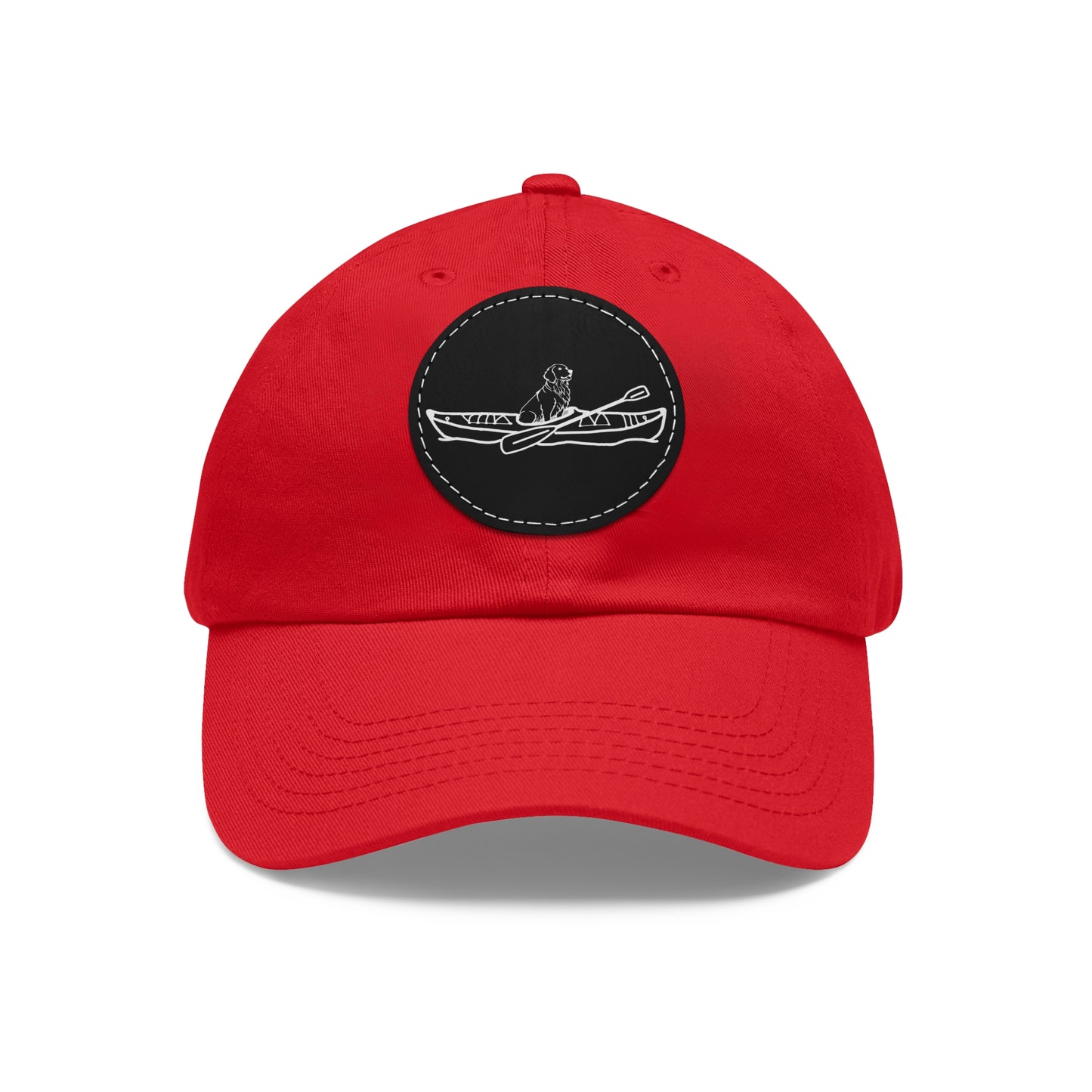 Kayak Dog Golden Retriever - Dad Hat with Leather Patch (Round)