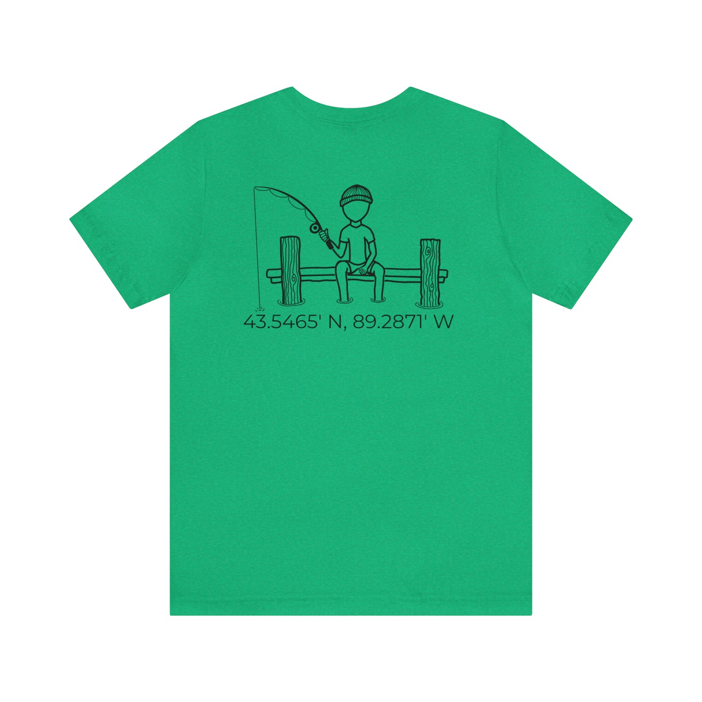 Fishing Off Dock Back - Park Lake Unisex Lightweight Short Sleeve Tee