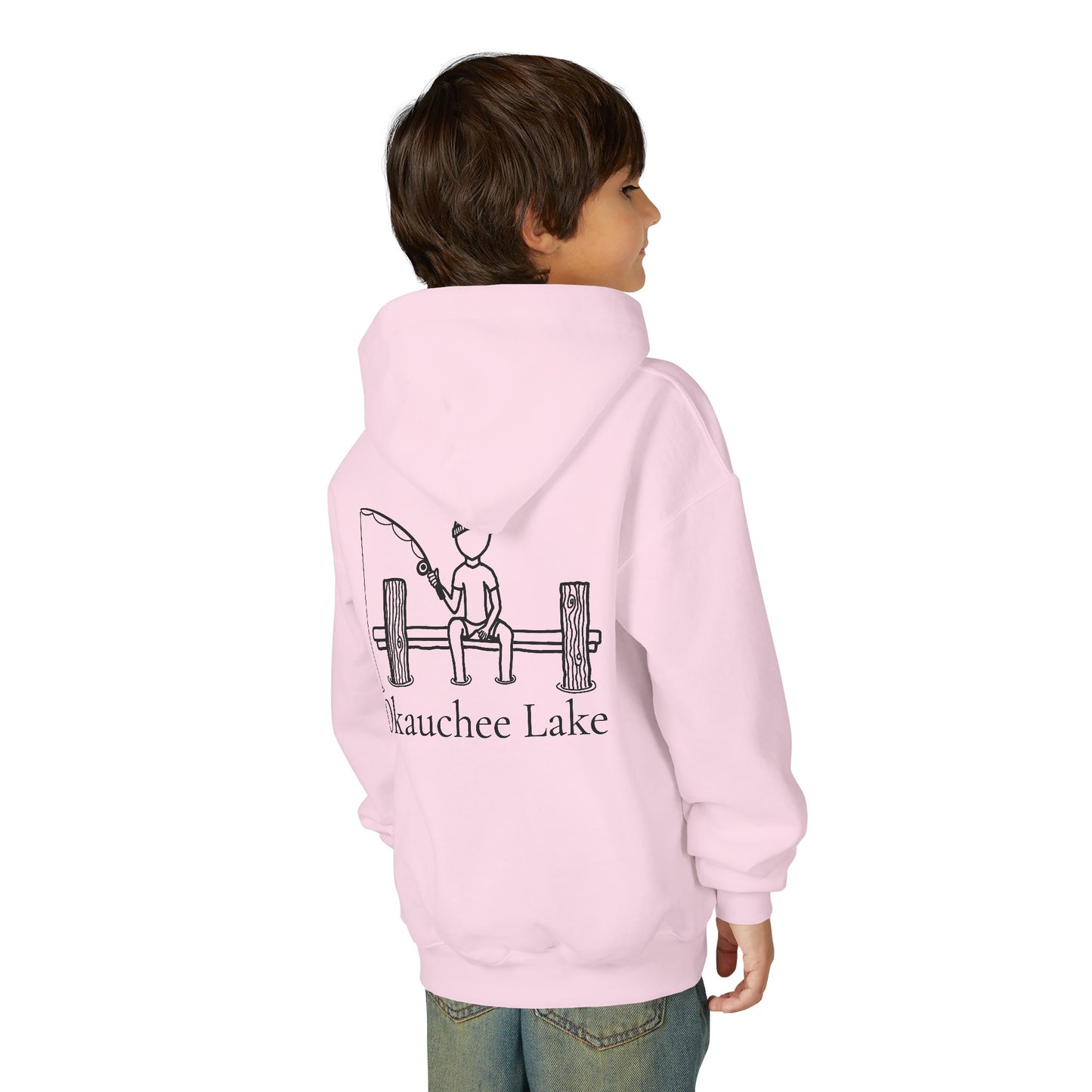 Fishing off Dock Okauchee Lake Youth Hoodie