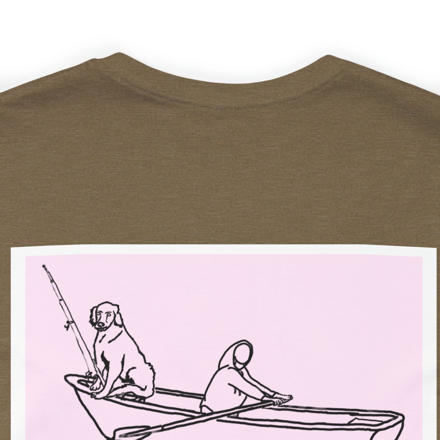 Row Boat Dog Fishing Color - Lac LaBelle Unisex Lightweight Short Sleeve Tee