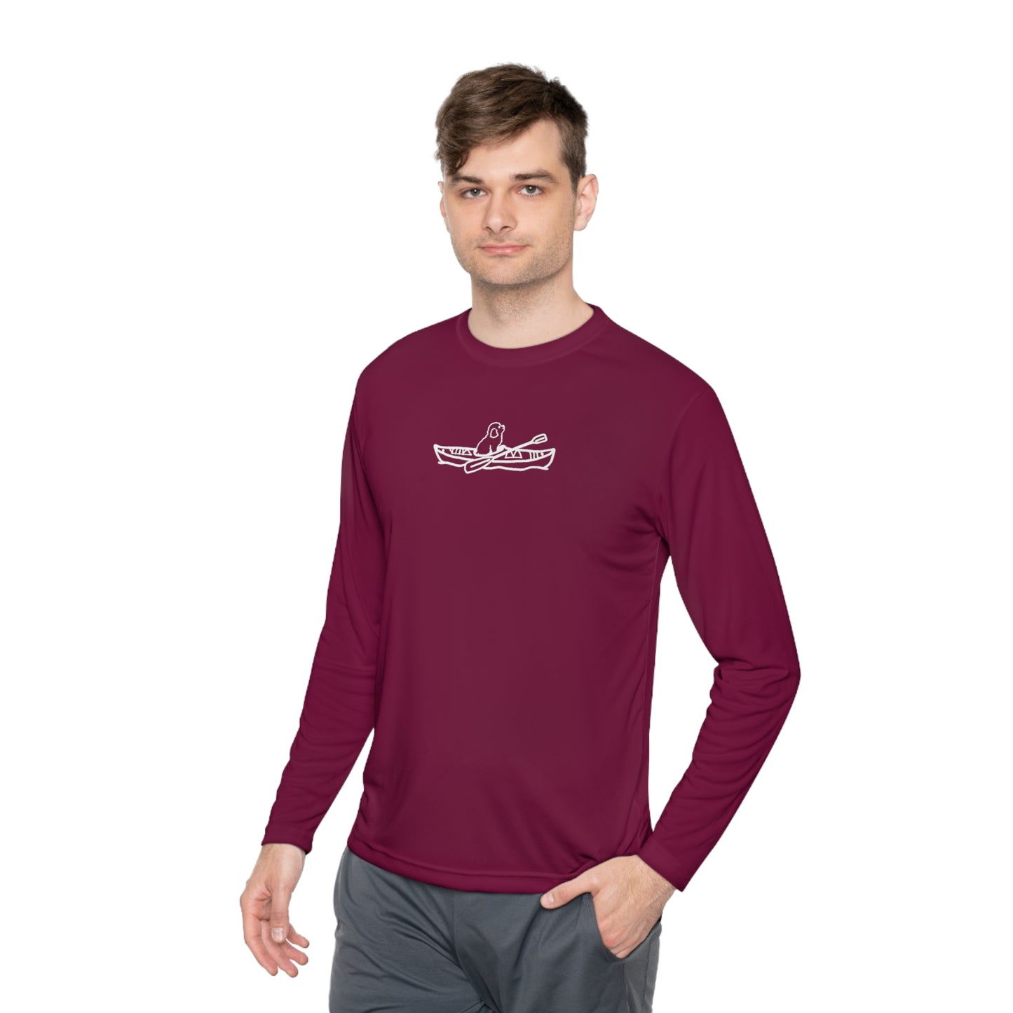 Kayak Dog - Mini Golden Doodle/Toy Poodle - Unisex Lightweight Sport Long Sleeve Tee