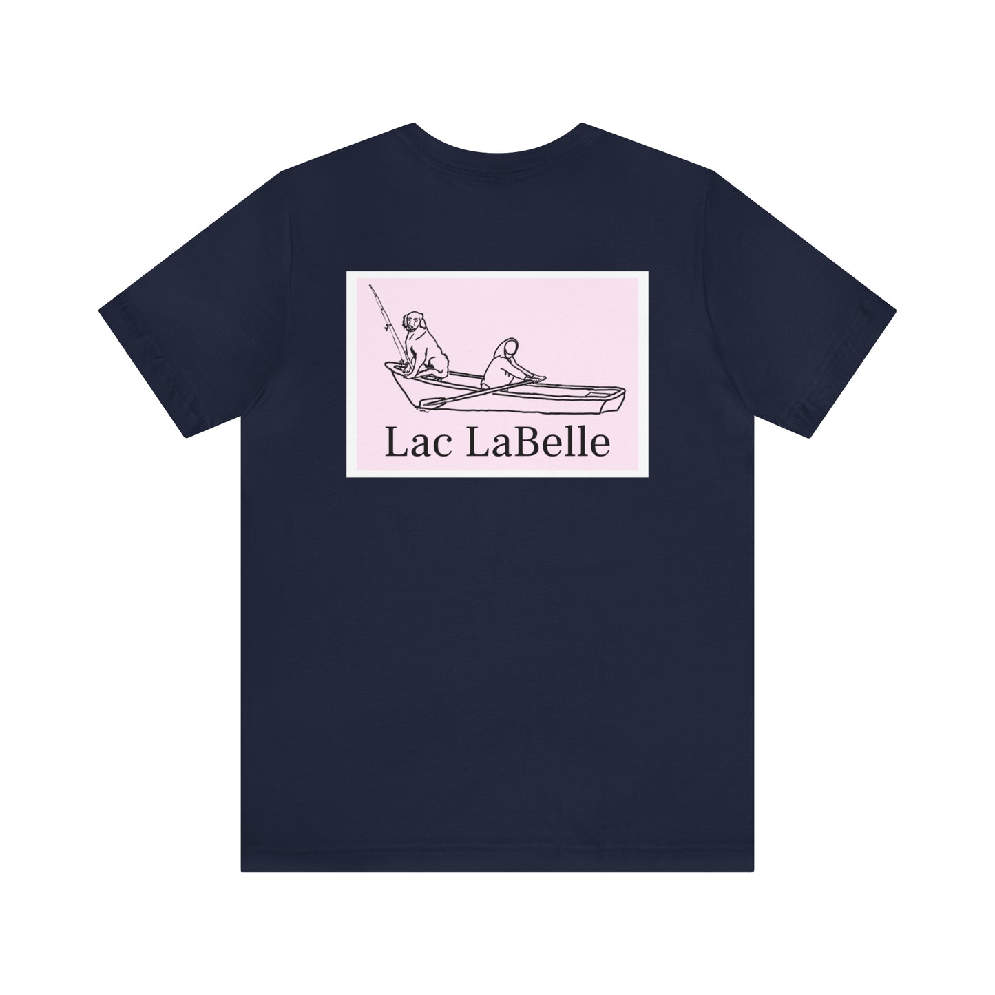 Row Boat Dog Fishing Color - Lac LaBelle Unisex Lightweight Short Sleeve Tee