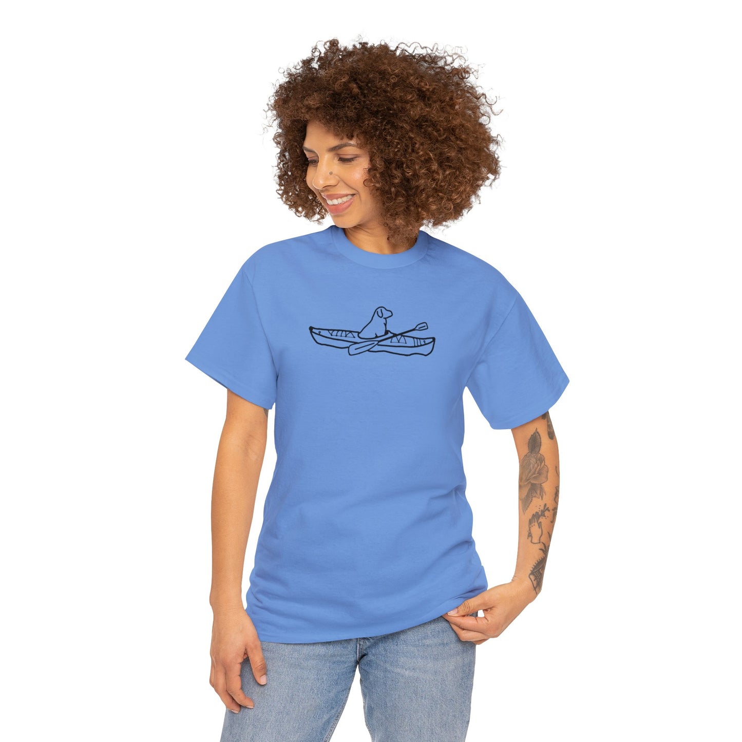 Unisex Heavy Tee Shirt - Kayak Dog