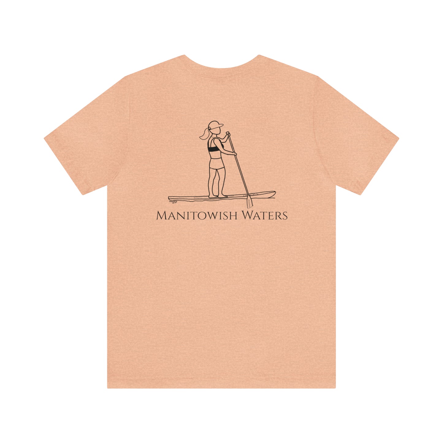 Paddle Board Female Back - Manitowish Waters Unisex Lightweight Short Sleeve Tee