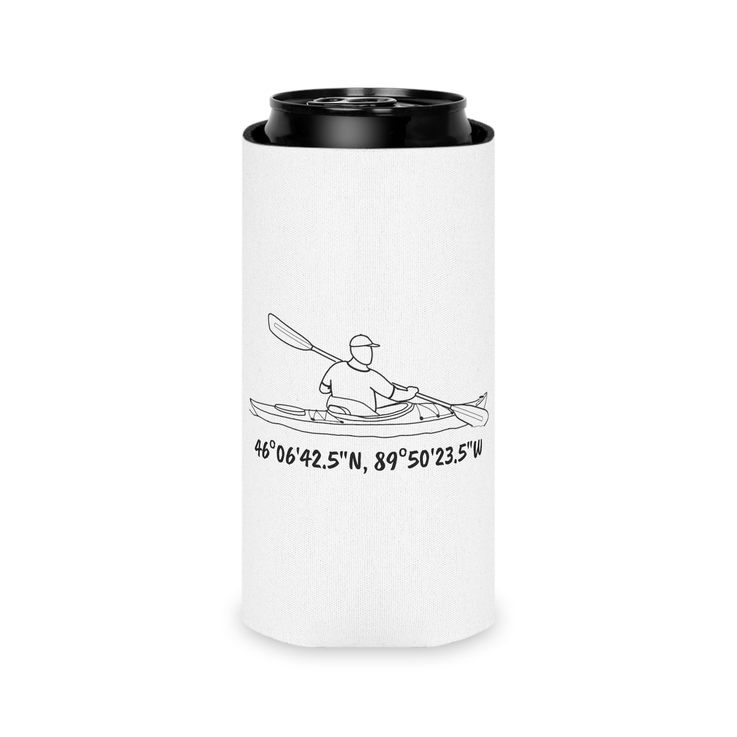 Manitowish Waters Kayak Guy Can Koozie