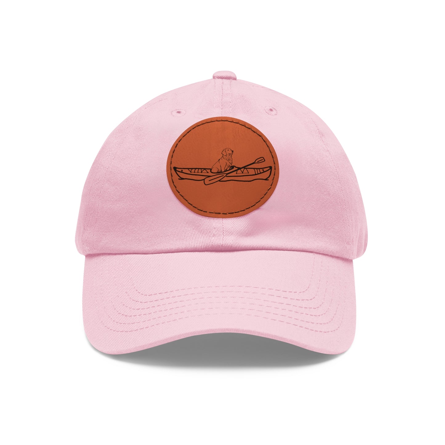 Kayak Dog Golden Retriever - Dad Hat with Leather Patch (Round)