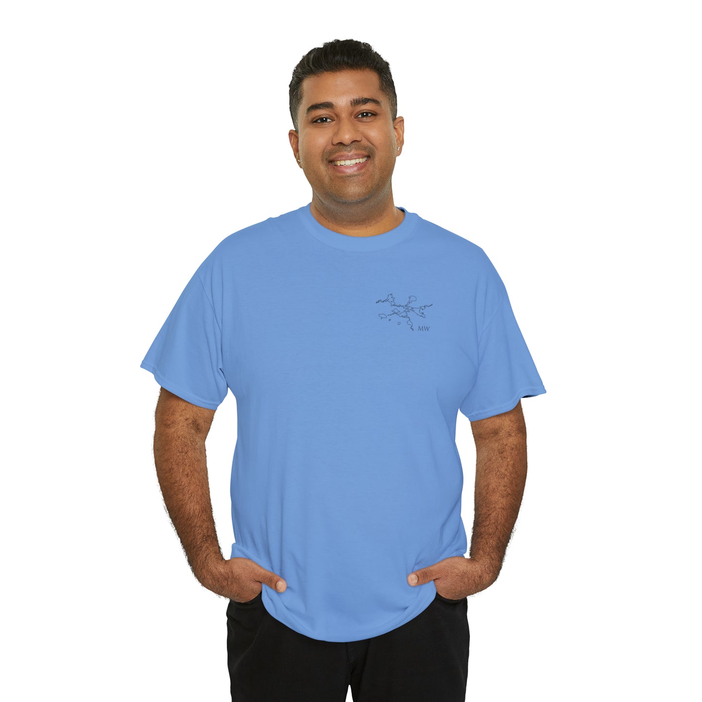 Manitowish Waters Fishing Off Dock - Unisex Heavyweight Short Sleeve Tee
