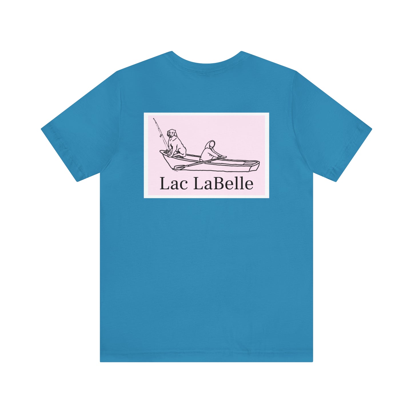 Row Boat Dog Fishing Color - Lac LaBelle Unisex Lightweight Short Sleeve Tee