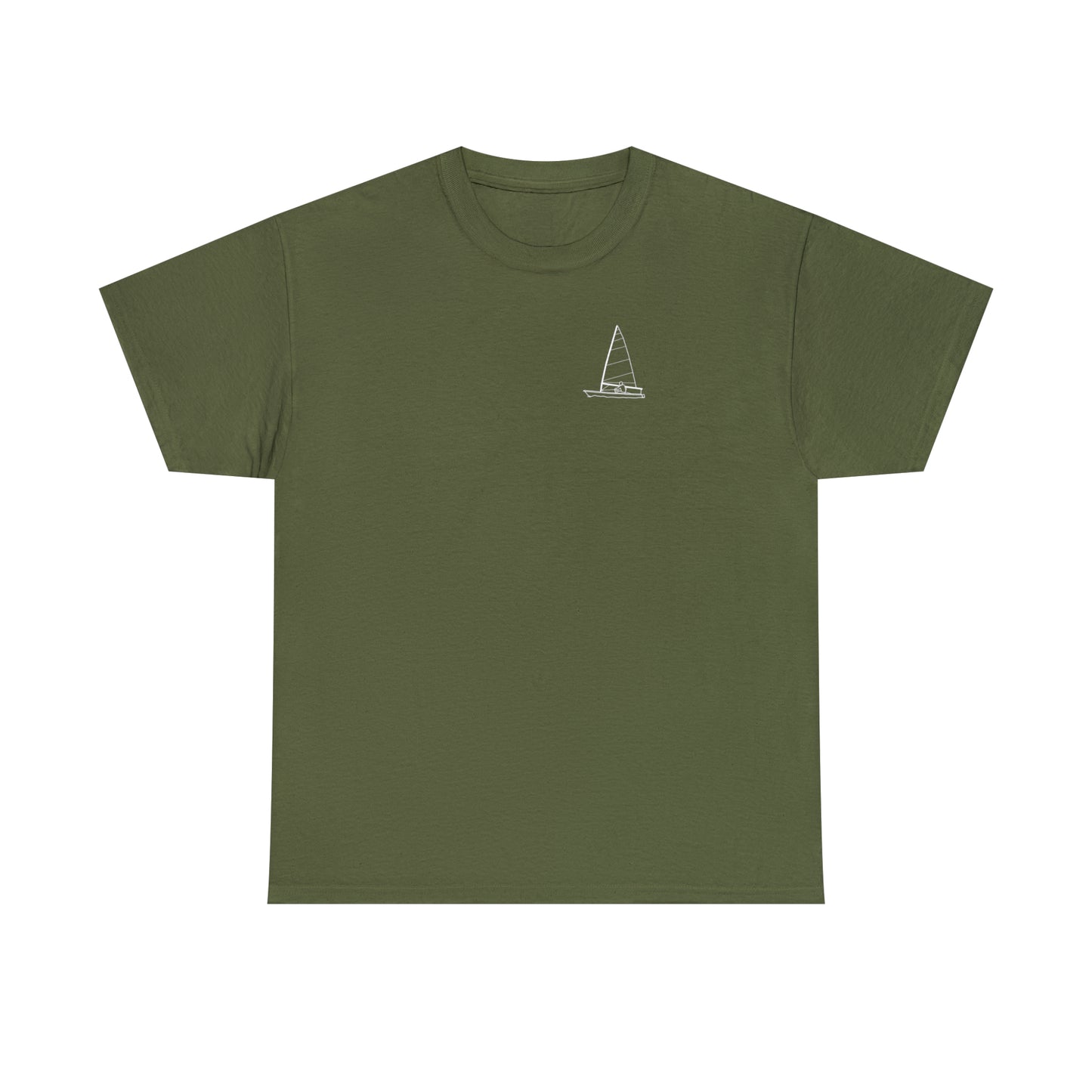 Manitowish Waters Sailboat Patch and Coordinates - Unisex Heavy Tee Shirt