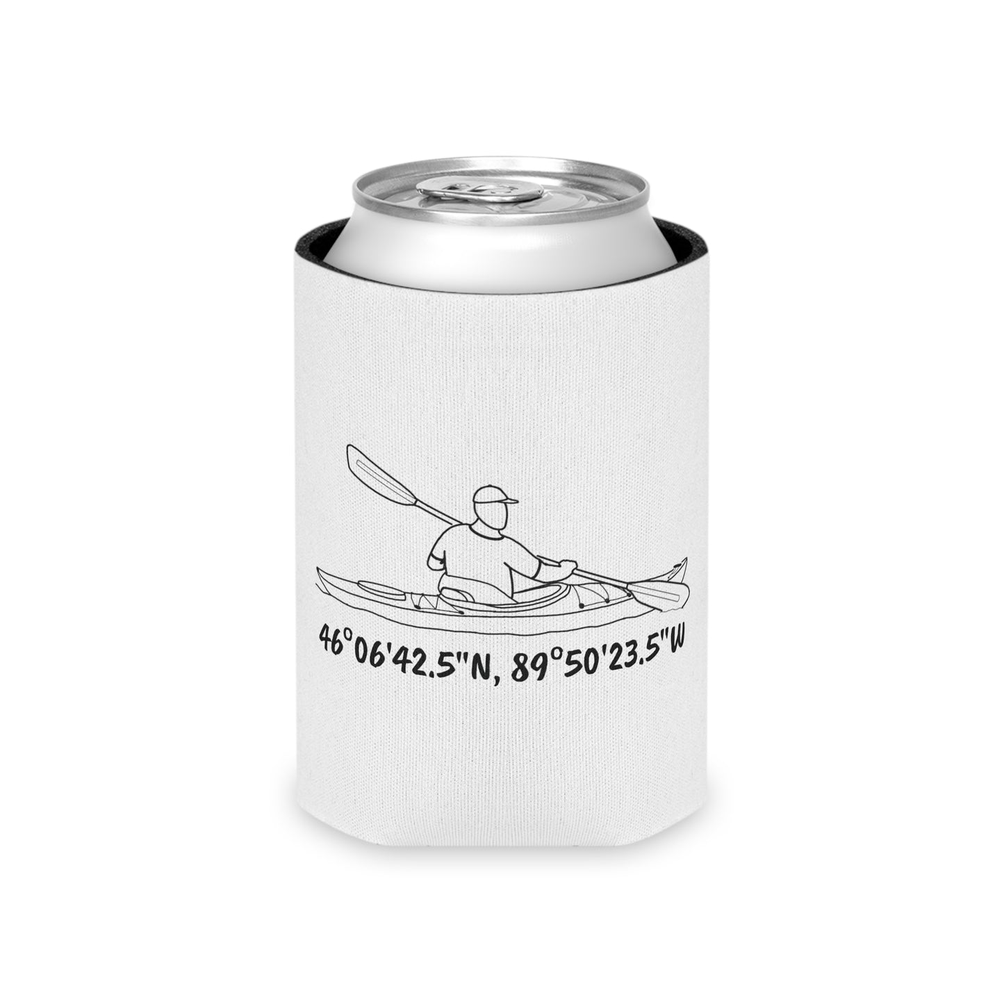 Manitowish Waters Kayak Guy Can Koozie
