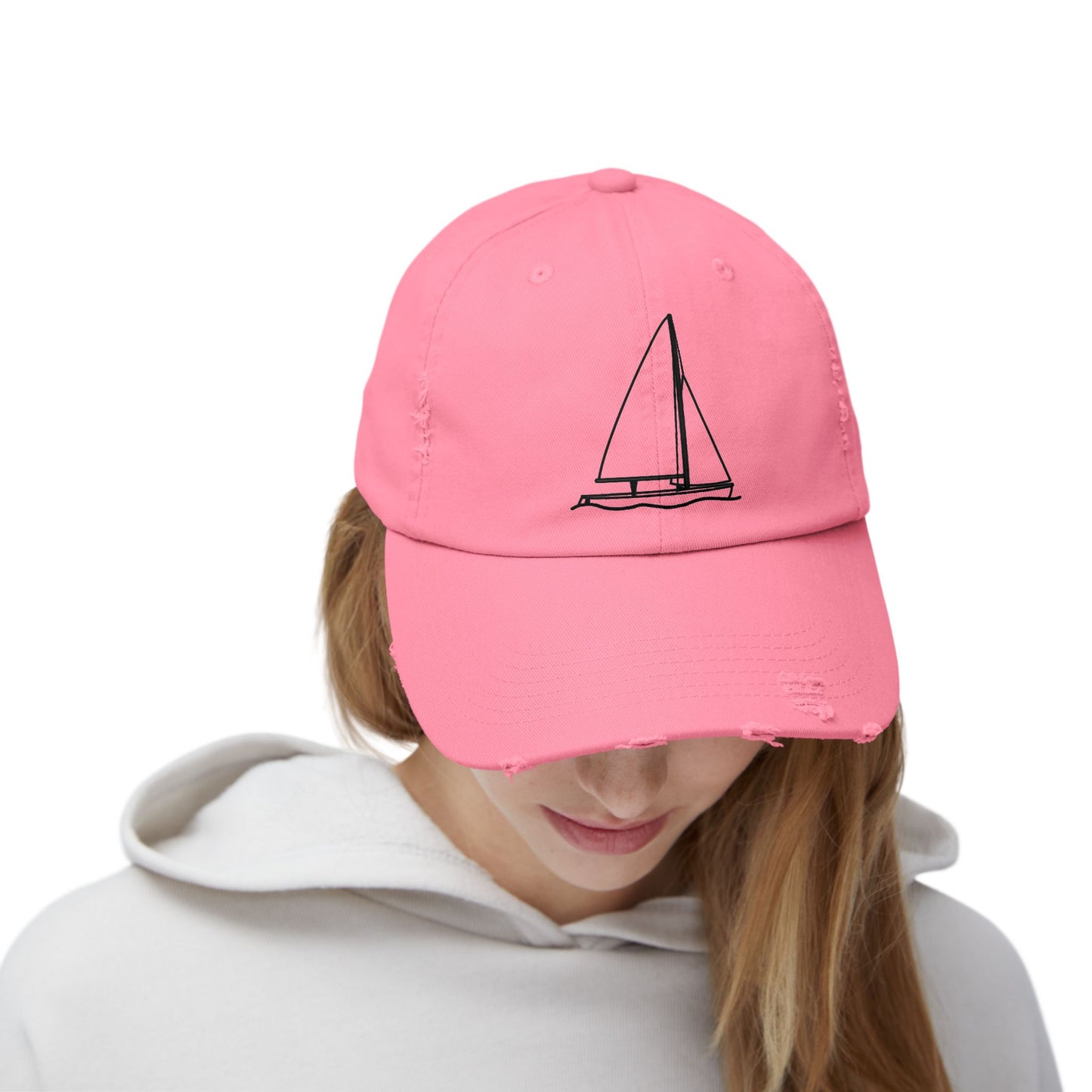 Unisex Distressed Cap (Sailboat 470 Model Type Design)