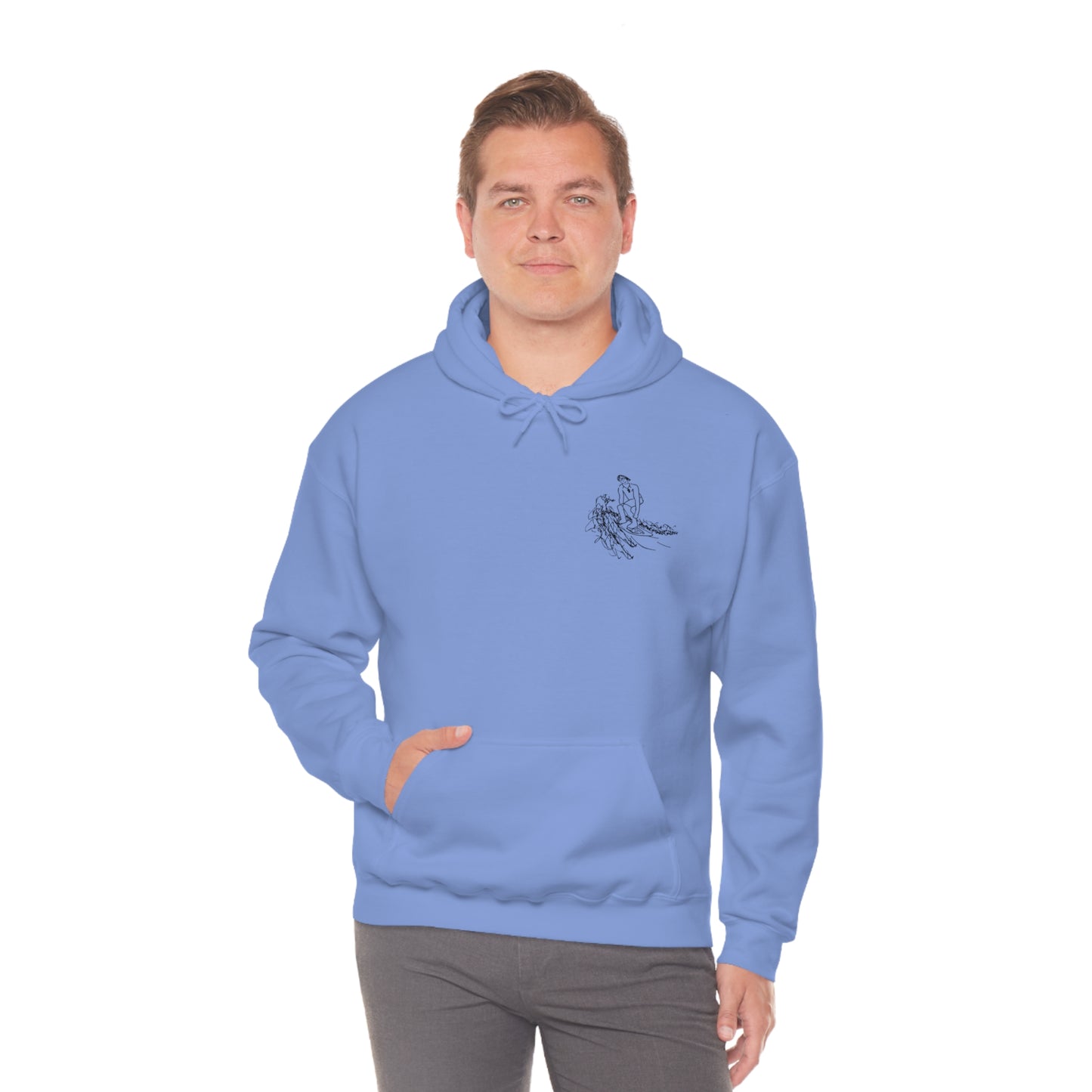Surf Sketch Patch, Malibu Wakesetter - Lac LaBelle Unisex Heavyweight Hooded Sweatshirt