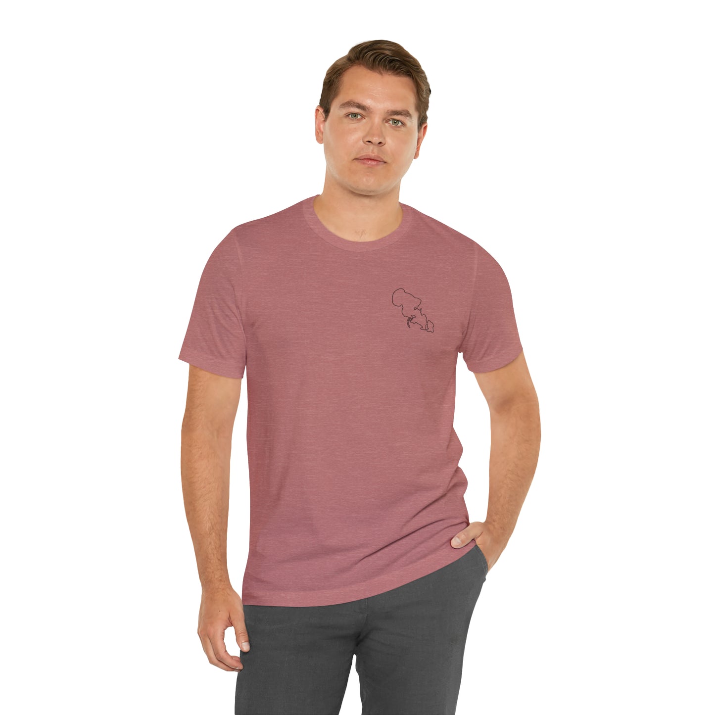 Row Boat Dog Fishing Color - Lac LaBelle Unisex Lightweight Short Sleeve Tee