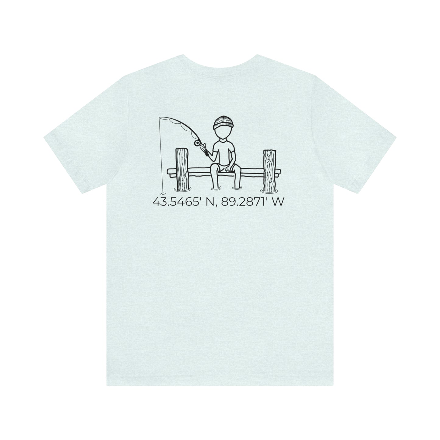 Fishing Off Dock Back - Park Lake Unisex Lightweight Short Sleeve Tee