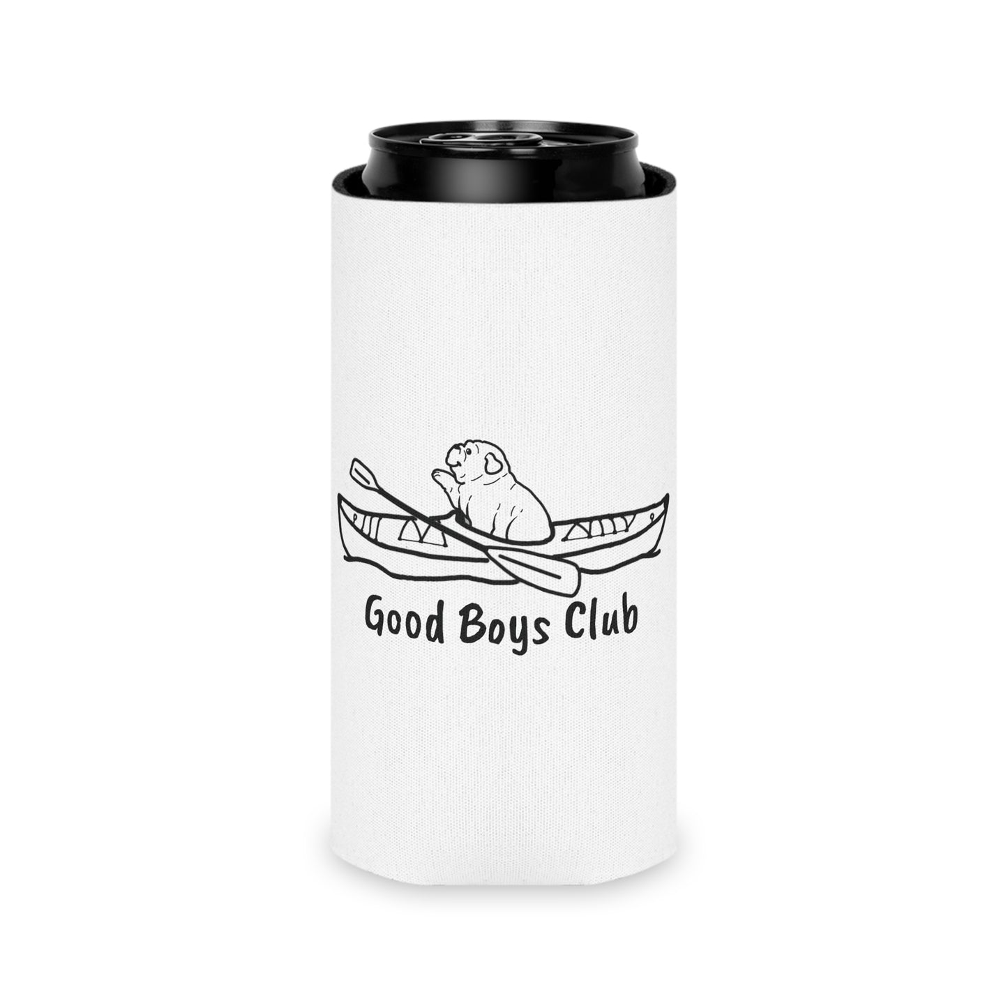 Okauchee Lake English Bulldog Kayak Dog Can Koozie
