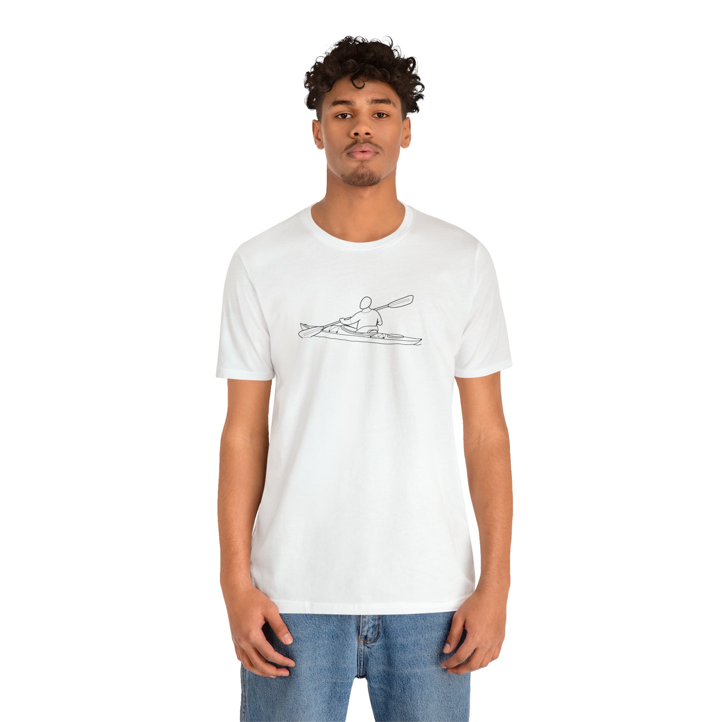 Lac LaBelle, Kayak Front - Unisex Lightweight Short Sleeve Tee