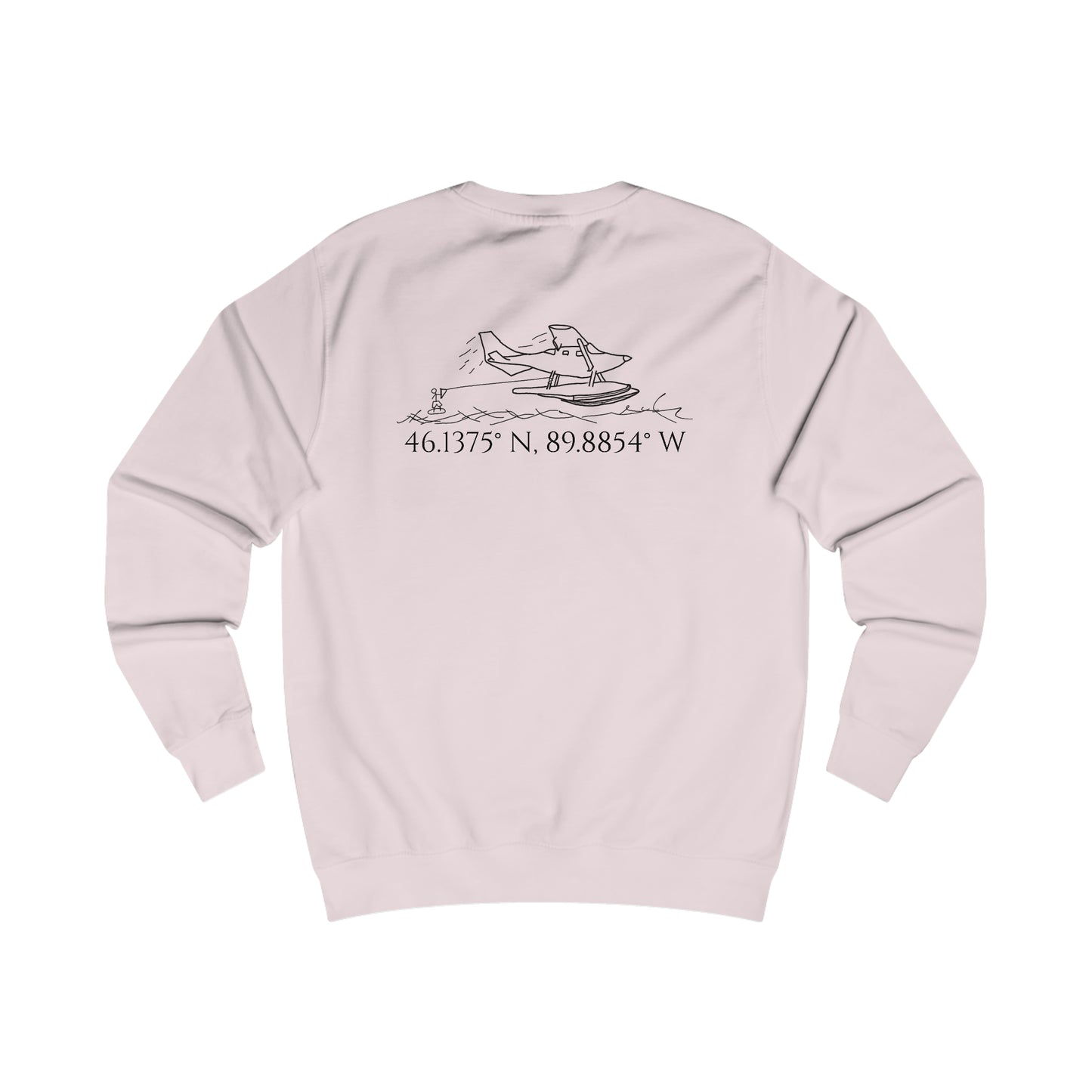 Manitowish Waters Float Plane With Coordinates - Men's Crewneck