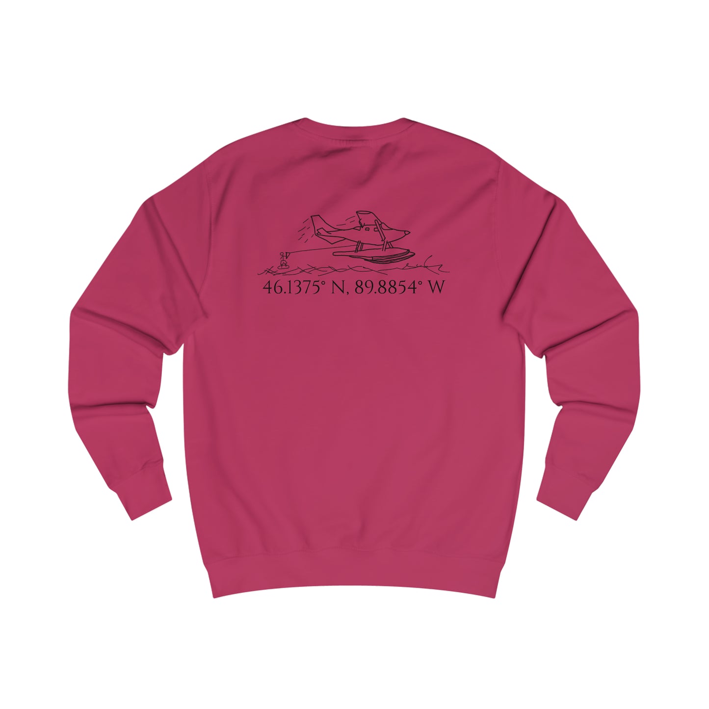 Manitowish Waters Float Plane With Coordinates - Men's Crewneck