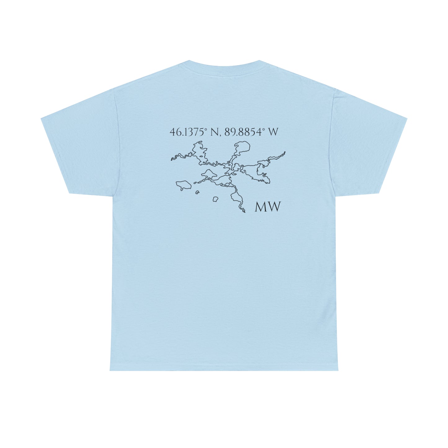 Manitowish Waters Sailboat Patch and Coordinates - Unisex Heavy Tee Shirt