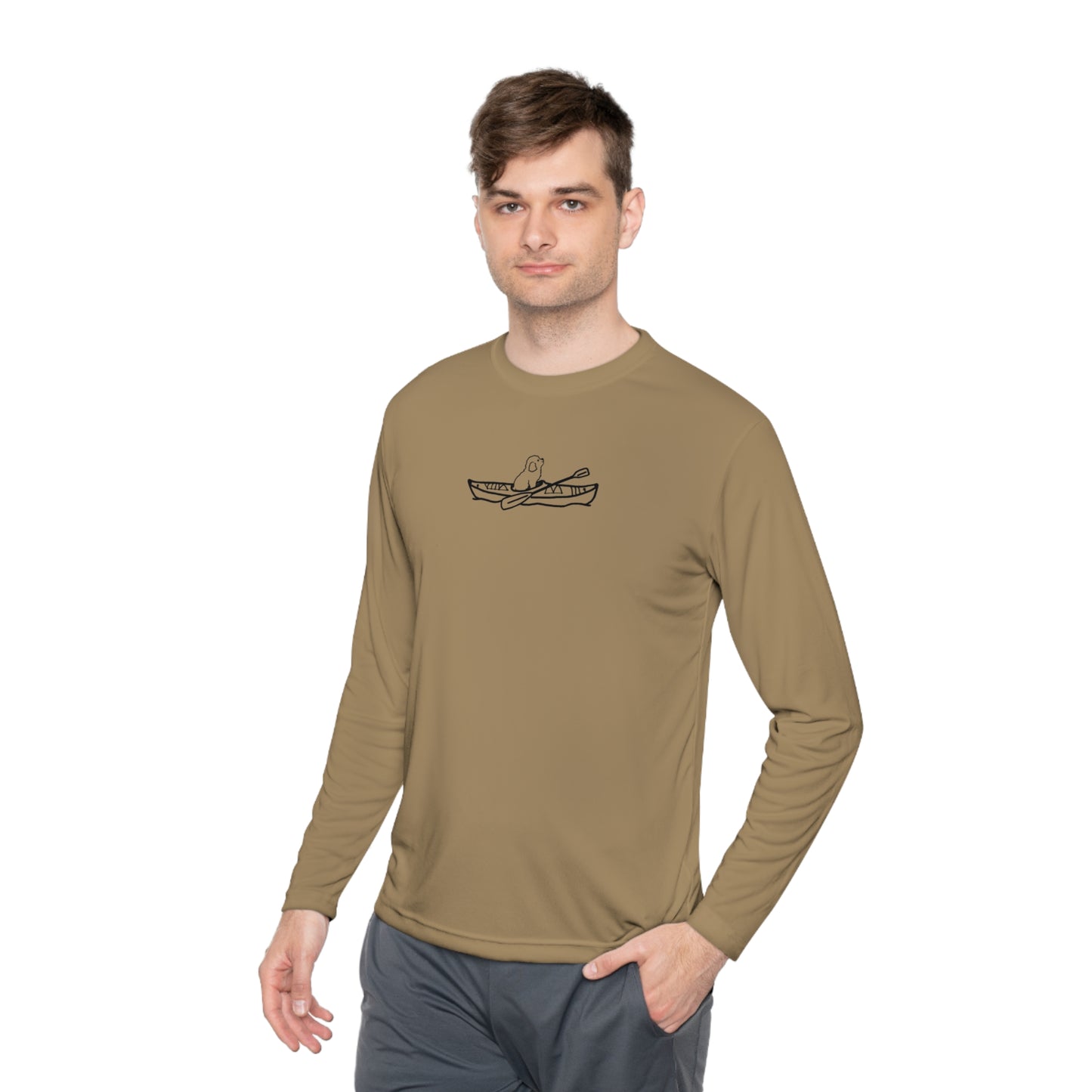 Kayak Dog - Mini Golden Doodle/Toy Poodle - Unisex Lightweight Sport Long Sleeve Tee