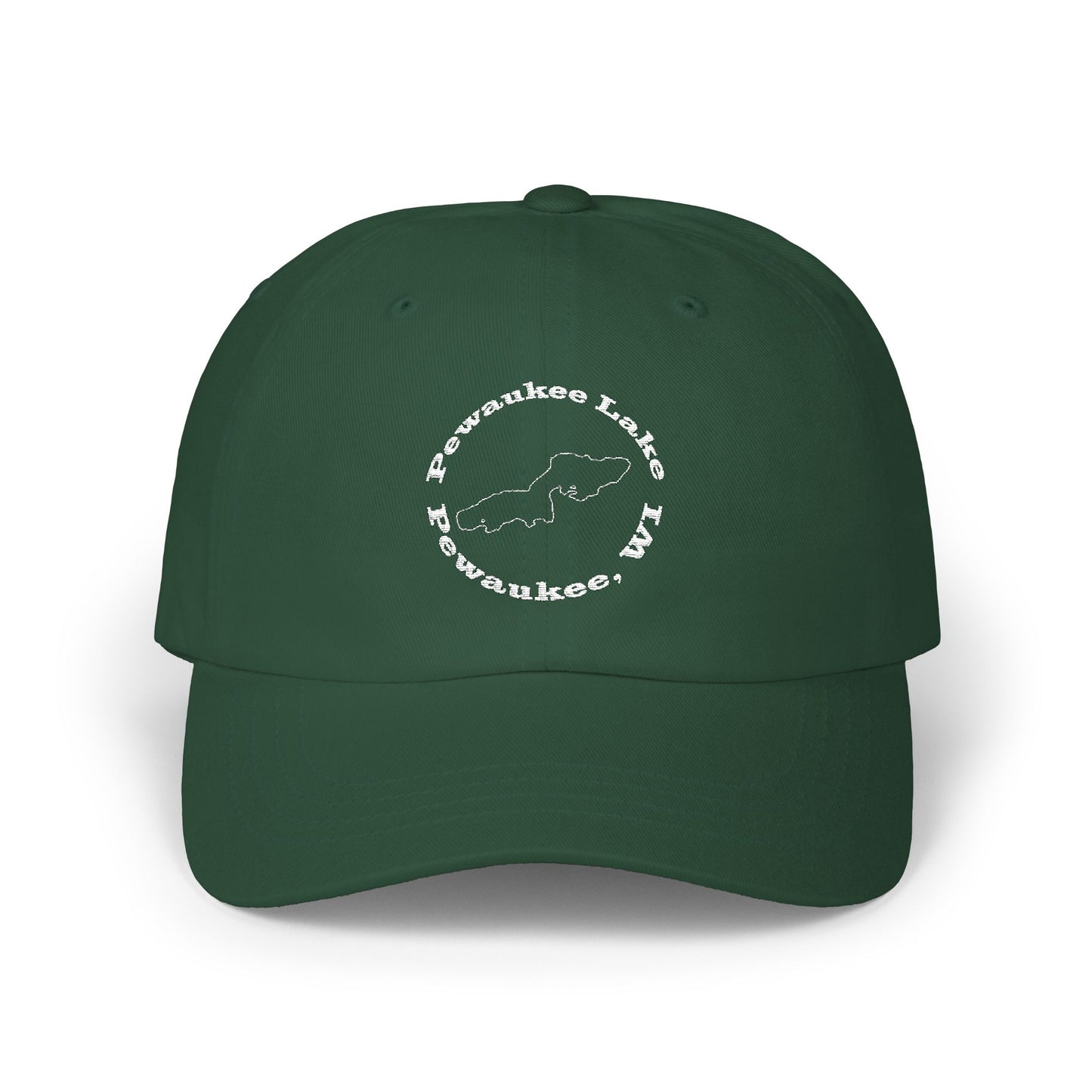Pewaukee Lake Embroidered White Circle Classic Cap