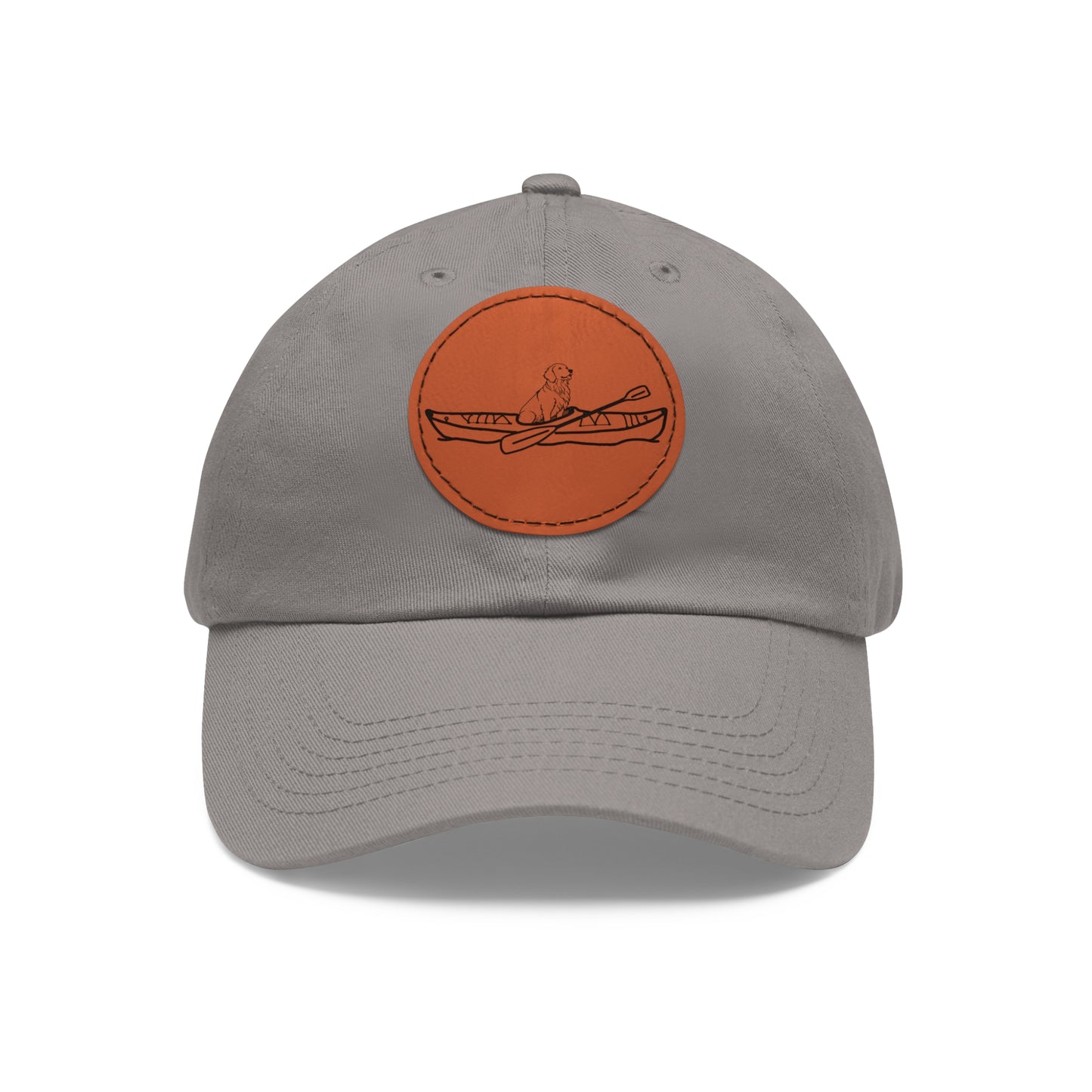 Kayak Dog Golden Retriever - Dad Hat with Leather Patch (Round)