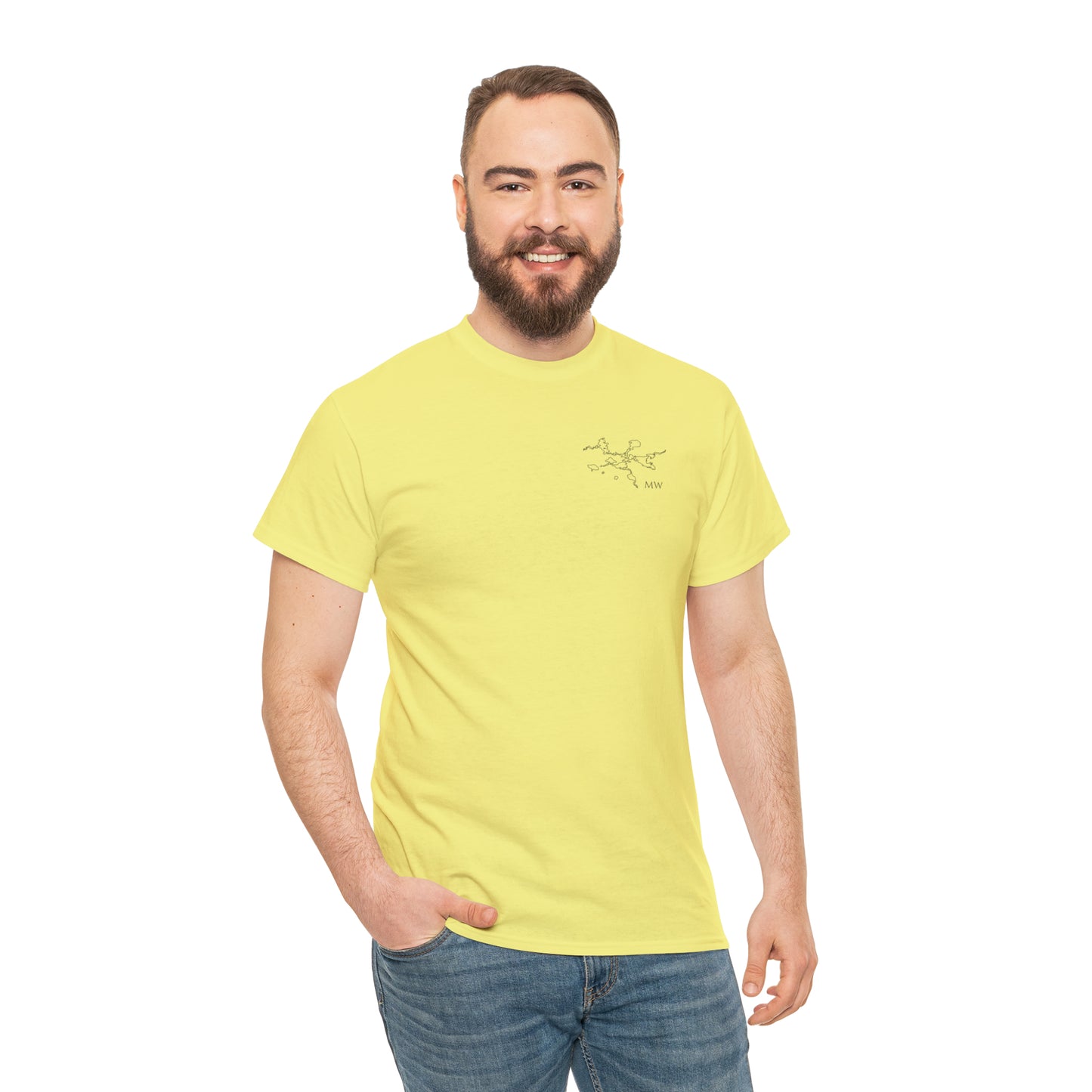 Manitowish Waters Fishing Off Dock - Unisex Heavyweight Short Sleeve Tee