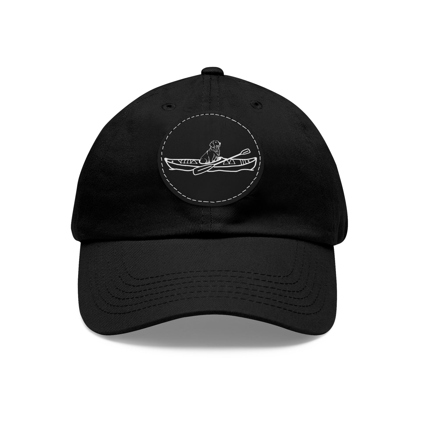 Kayak Dog Golden Retriever - Dad Hat with Leather Patch (Round)