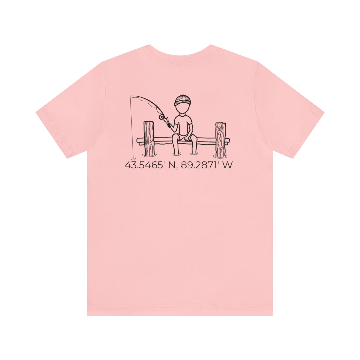 Fishing Off Dock Back - Park Lake Unisex Lightweight Short Sleeve Tee