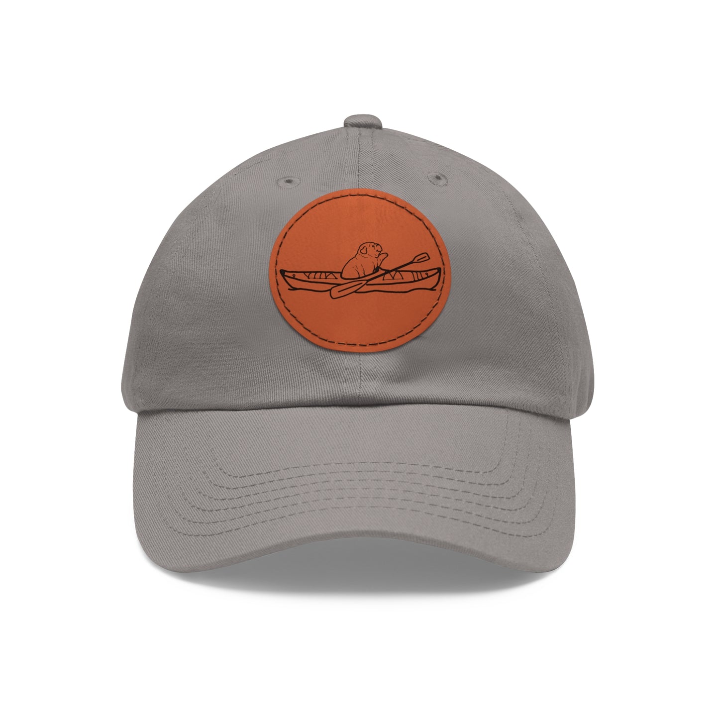 Hat with Leather Patch (Kayak Dog English Bulldog)