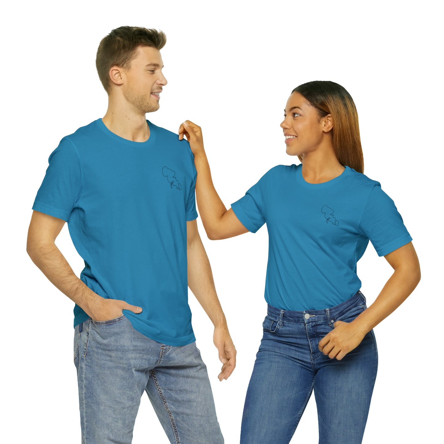 Row Boat Dog Fishing Color - Lac LaBelle Unisex Lightweight Short Sleeve Tee