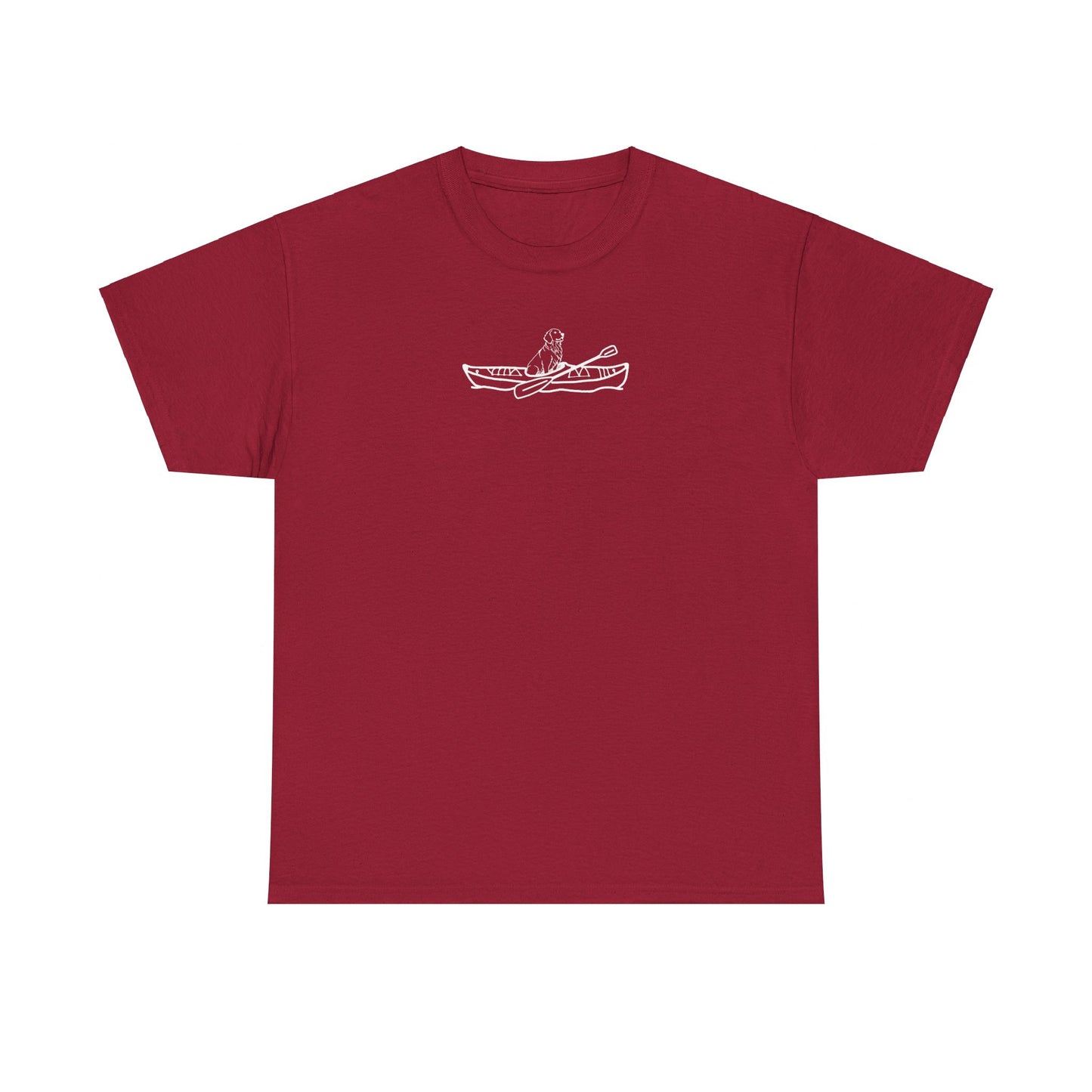 Unisex Heavy Cotton Tee (Kayak Dog Golden Retriever Design)