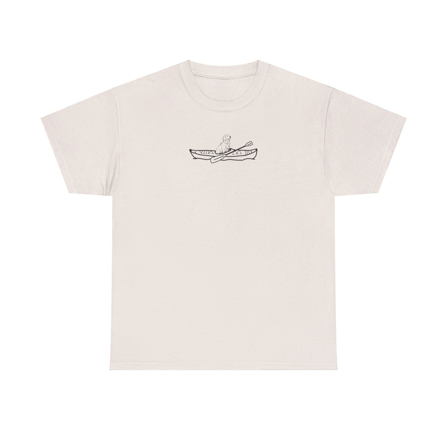 Unisex Heavy Cotton Tee (Kayak Dog Golden Retriever Design)